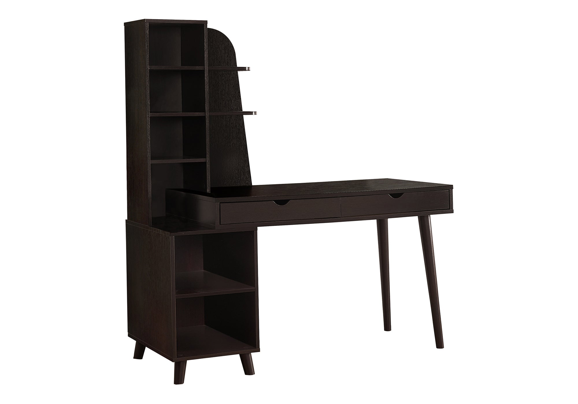COMPUTER DESK - 55"L / ESPRESSO WITH BOOKCASE # I 7096