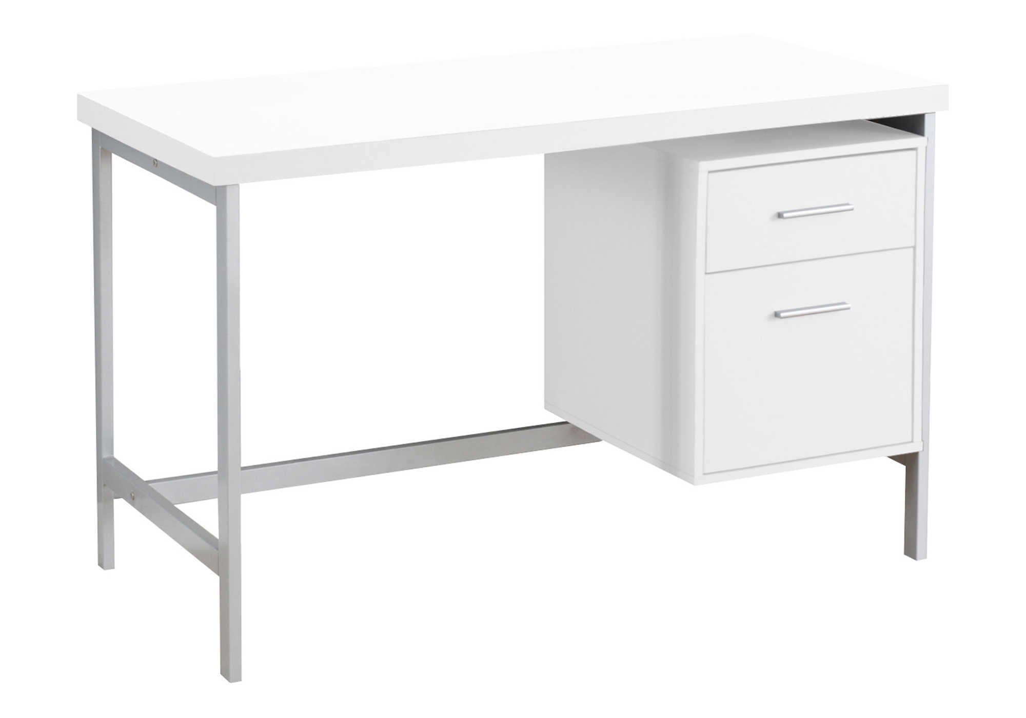 COMPUTER DESK - 48"L / WHITE / SILVER METAL # I 7149