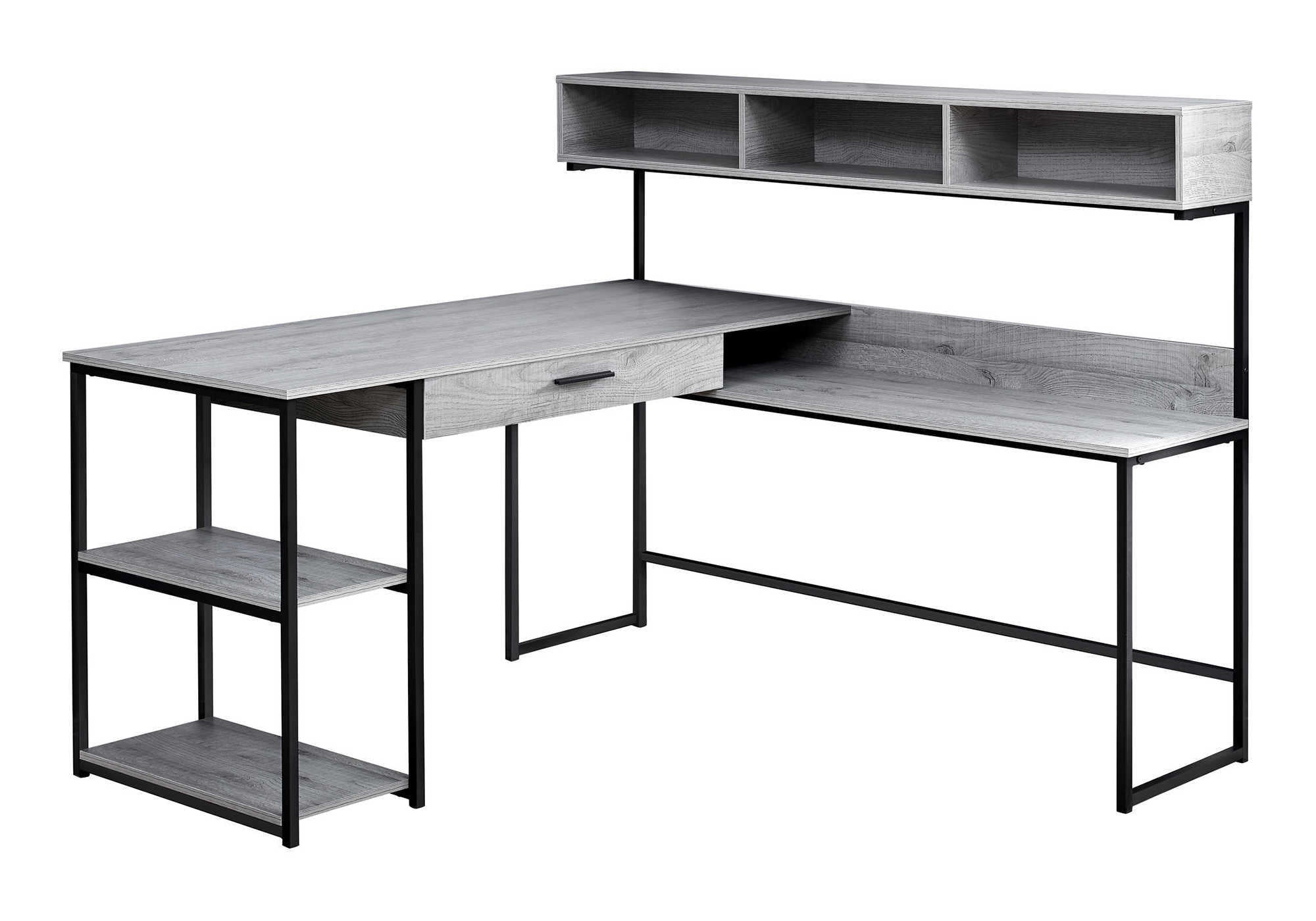 COMPUTER DESK - GREY / BLACK METAL CORNER # I 7160