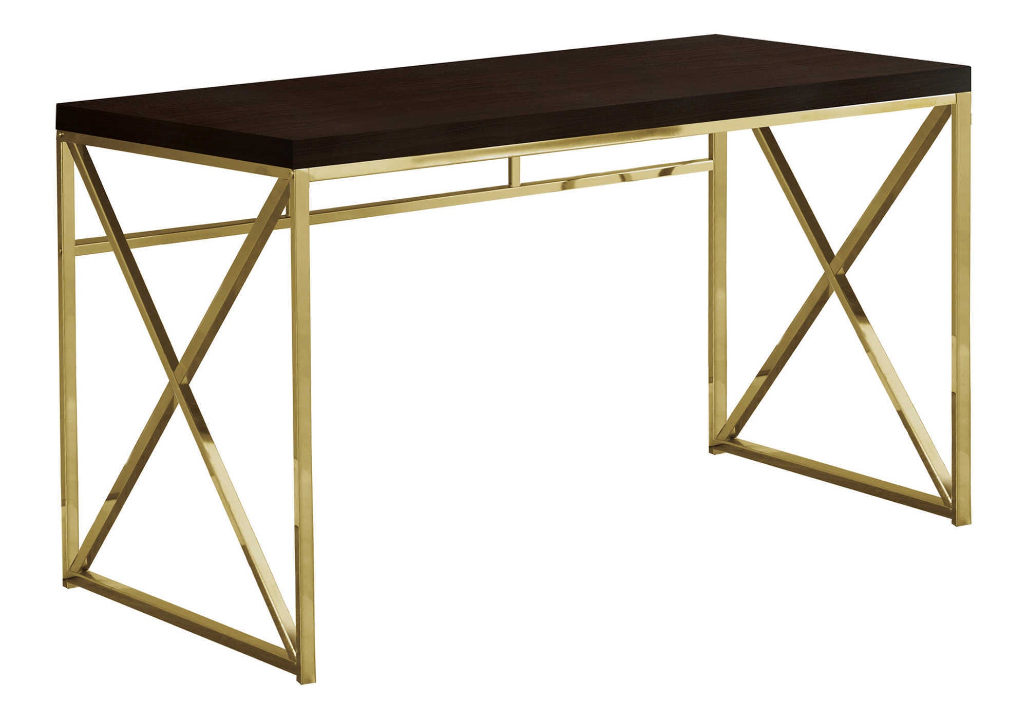 COMPUTER DESK - 48"L / ESPRESSO / GOLD METAL # I 7201