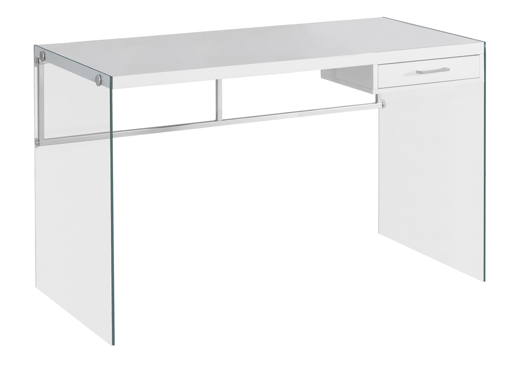 COMPUTER DESK - 48"L / GLOSSY WHITE / TEMPERED GLASS # I 7209