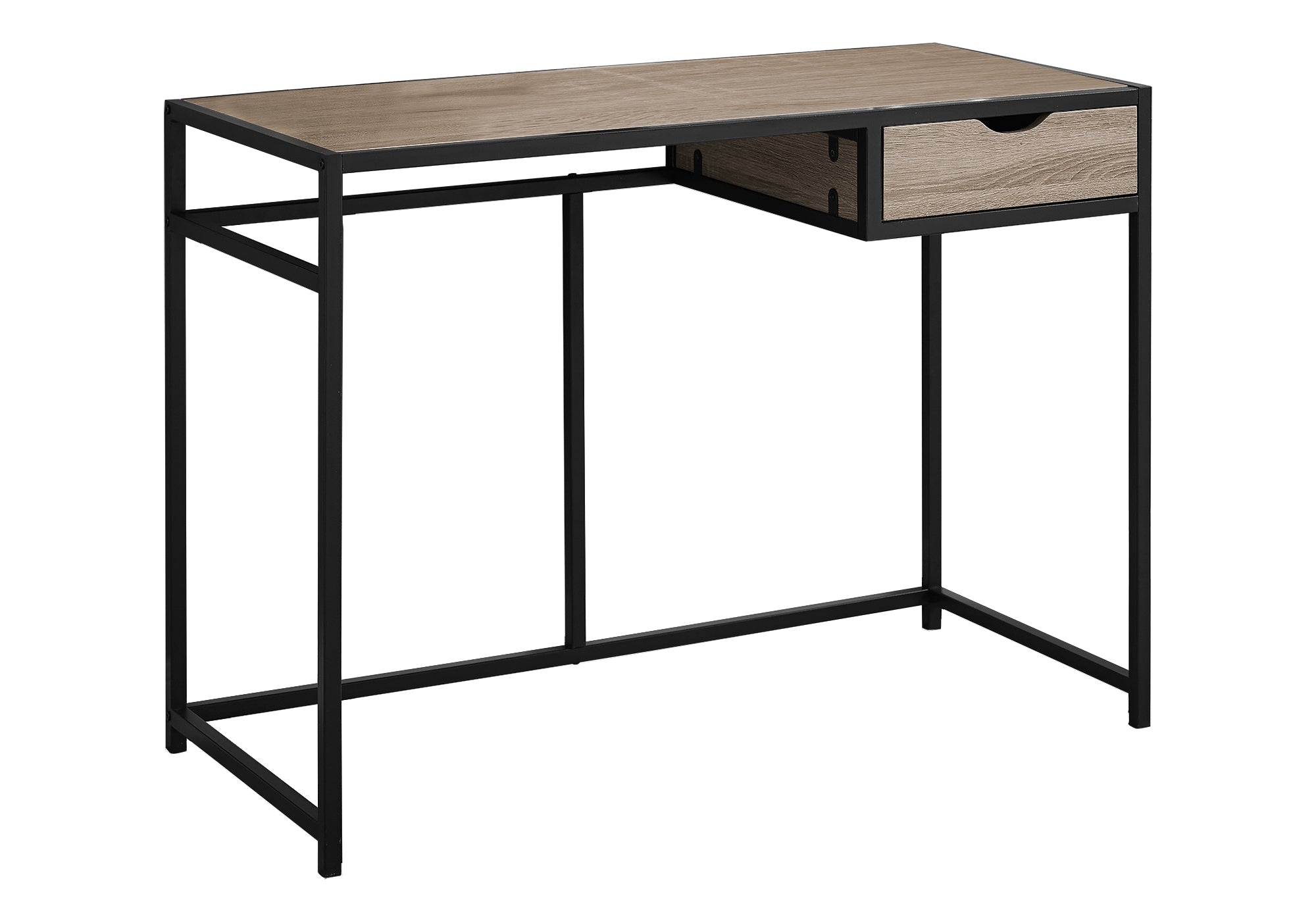 COMPUTER DESK - 42"L / DARK TAUPE / BLACK METAL # I 7221