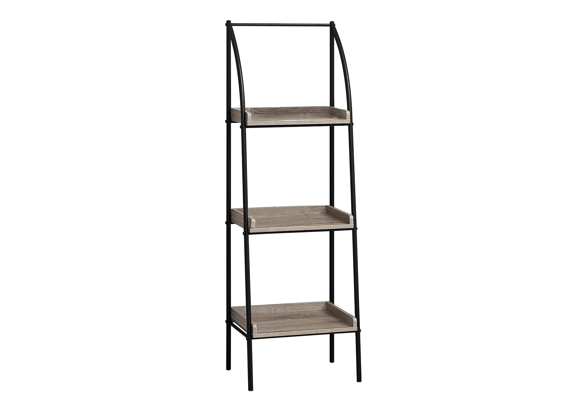 BOOKCASE - 48"H / DARK TAUPE / BLACK METAL # I 7228