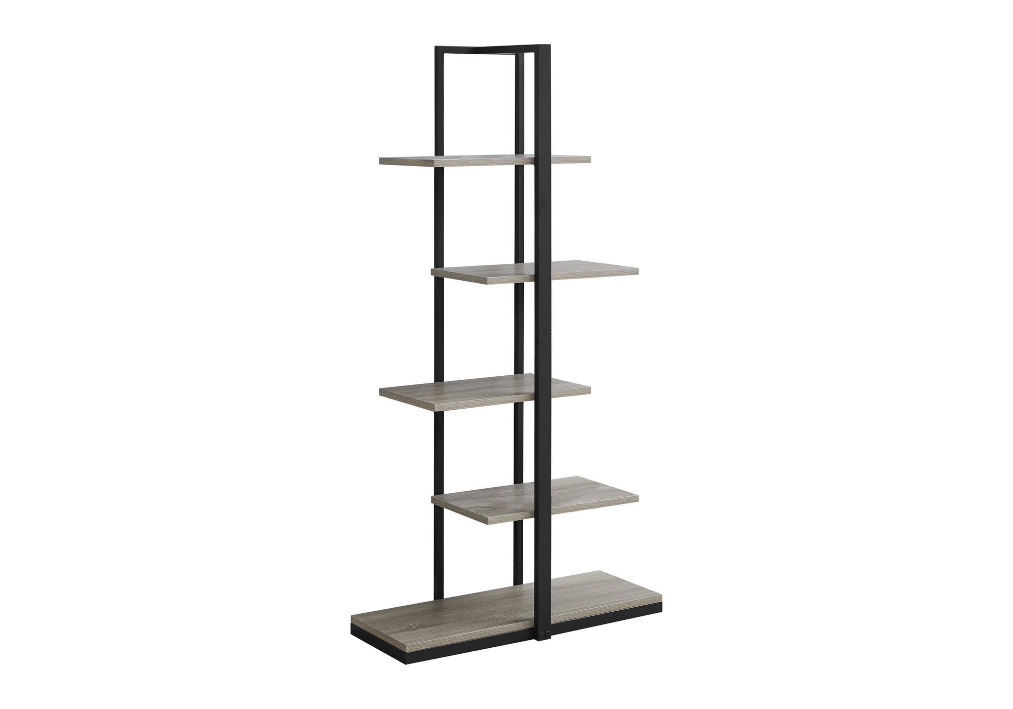 BOOKCASE - 60"H / DARK TAUPE / BLACK METAL # I 7232