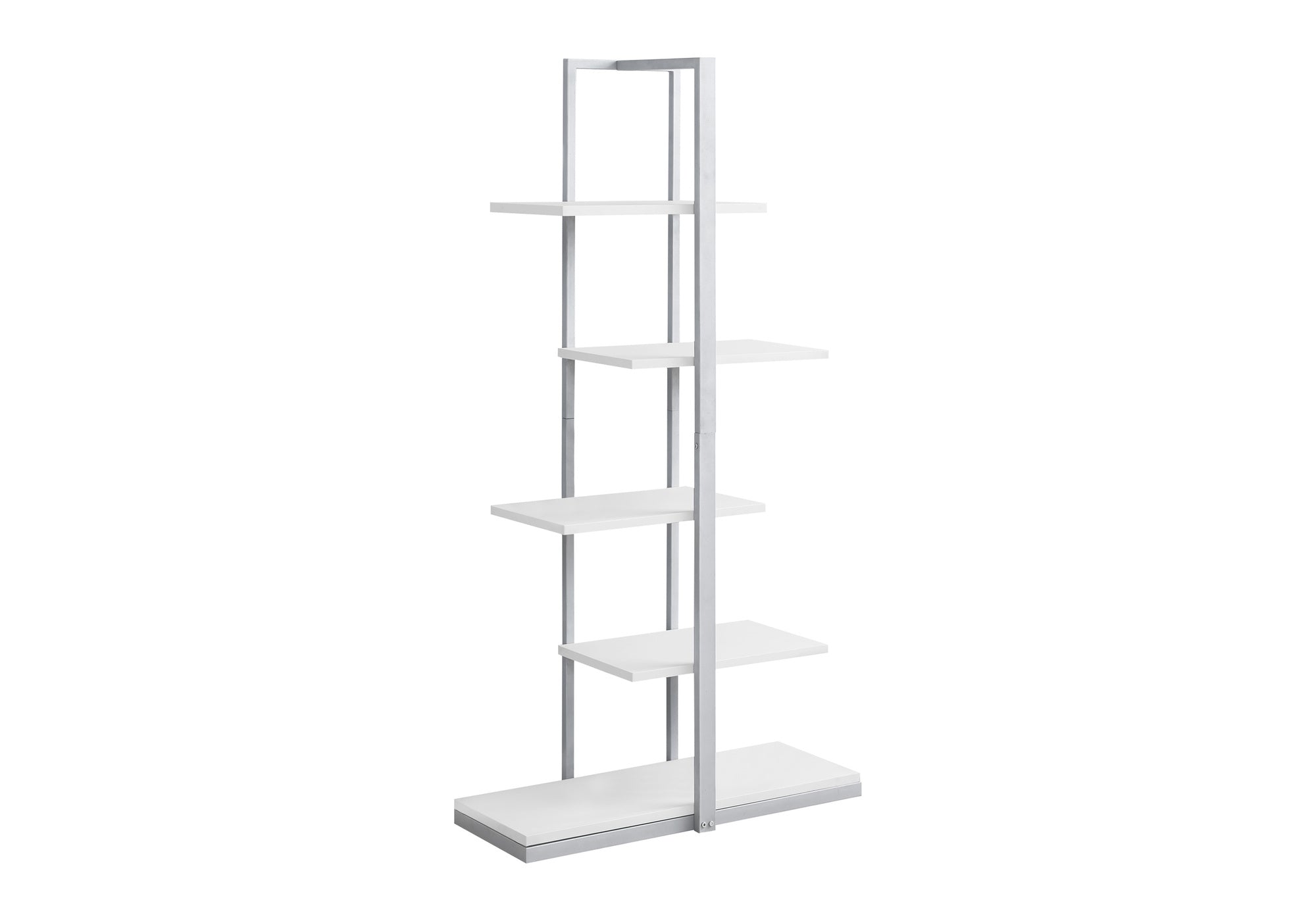 BOOKCASE - 60"H / WHITE / SILVER METAL # I 7233