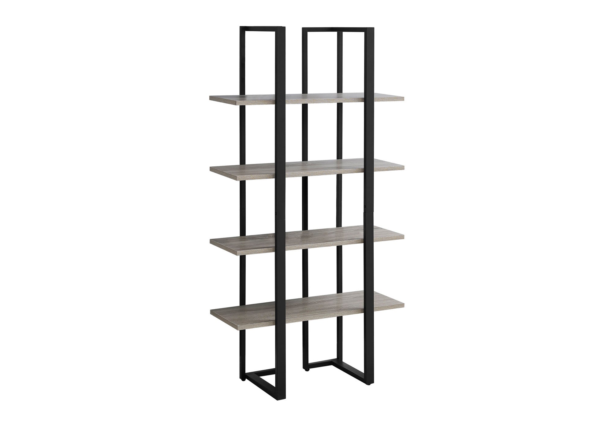 BOOKCASE - 60"H / DARK TAUPE / BLACK METAL # I 7237
