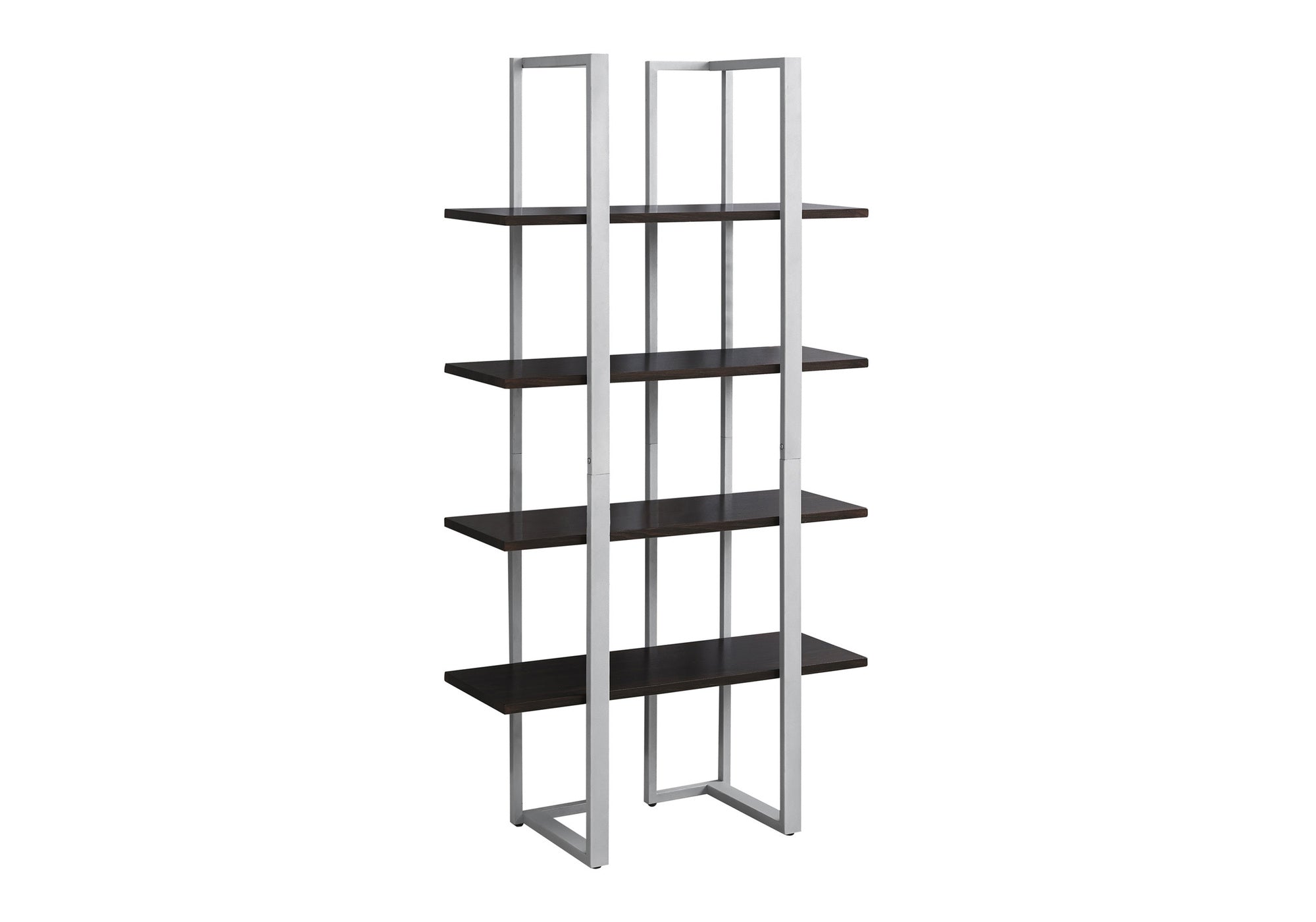 BOOKCASE - 60"H / ESPRESSO / SILVER METAL # I 7239