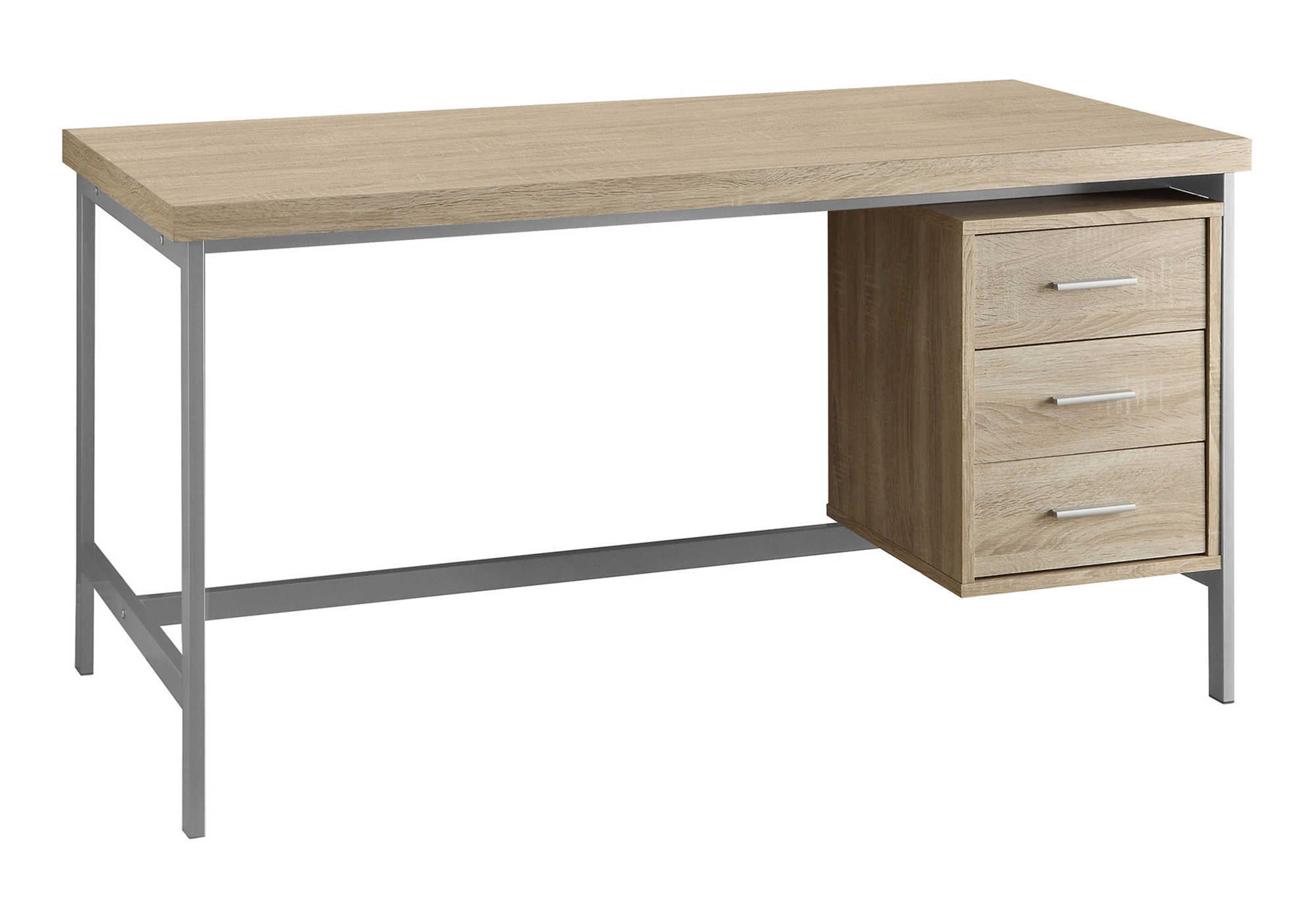 COMPUTER DESK - 60"L / NATURAL WITH SILVER METAL # I 7245