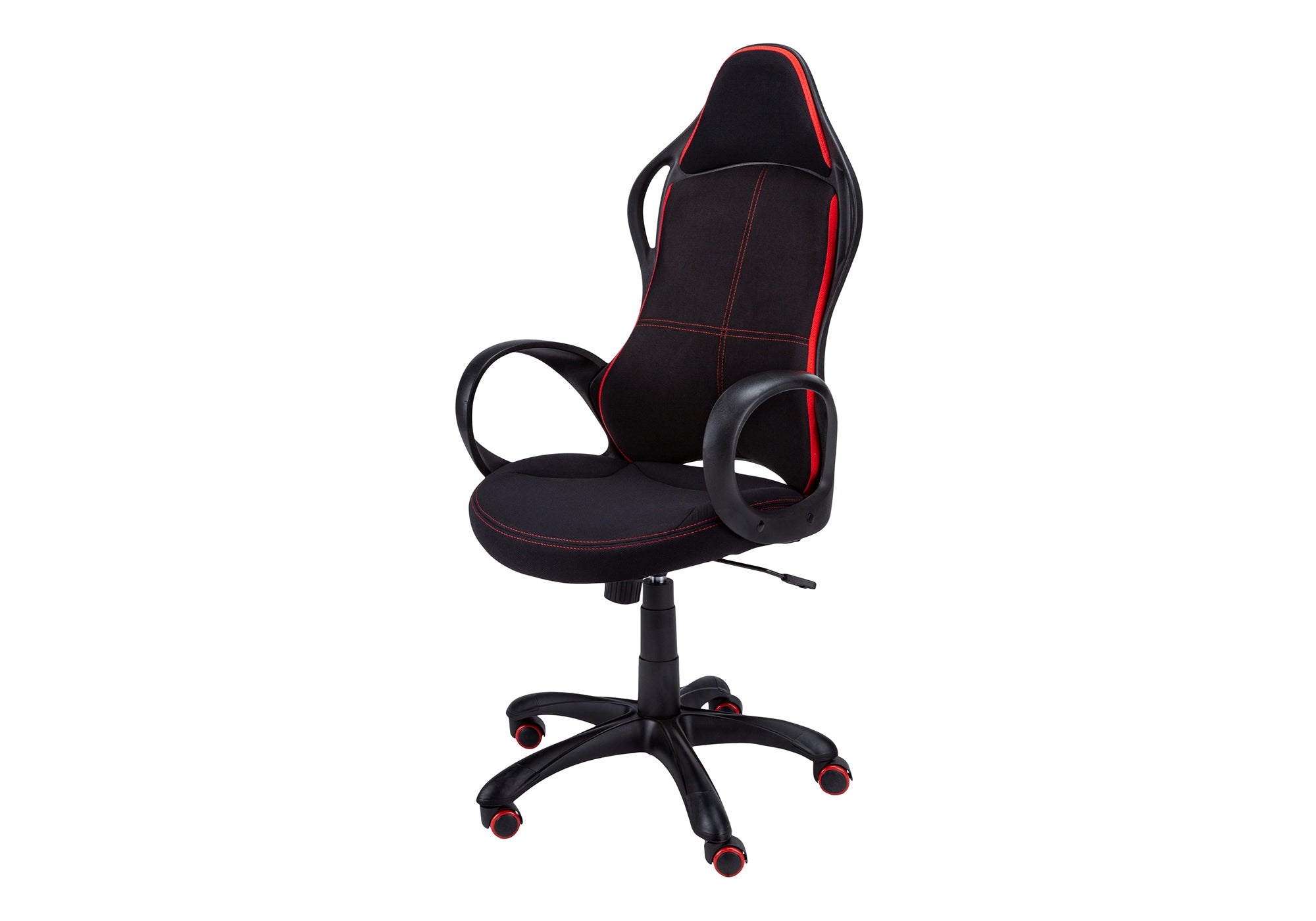 OFFICE CHAIR - BLACK / RED FABRIC / MULTI POSITION # I 7259