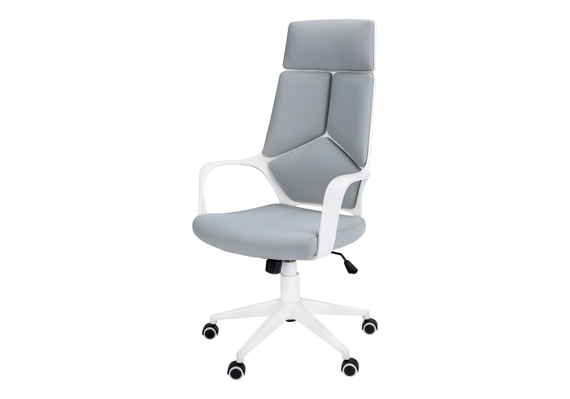 OFFICE CHAIR - WHITE / GREY FABRIC / HIGH BACK EXECUTIVE # I 7270
