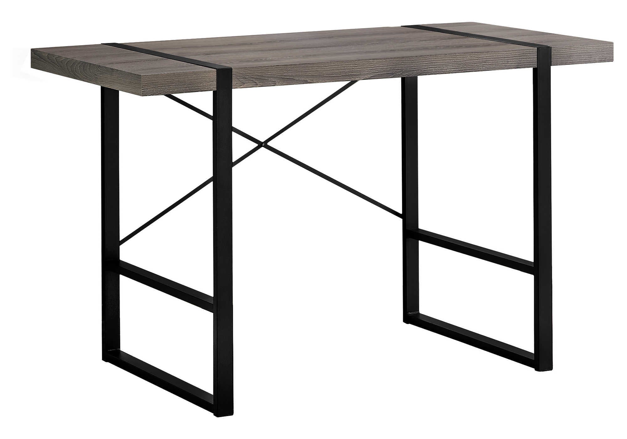 COMPUTER DESK - 48"L / DARK TAUPE / BLACK METAL # I 7310