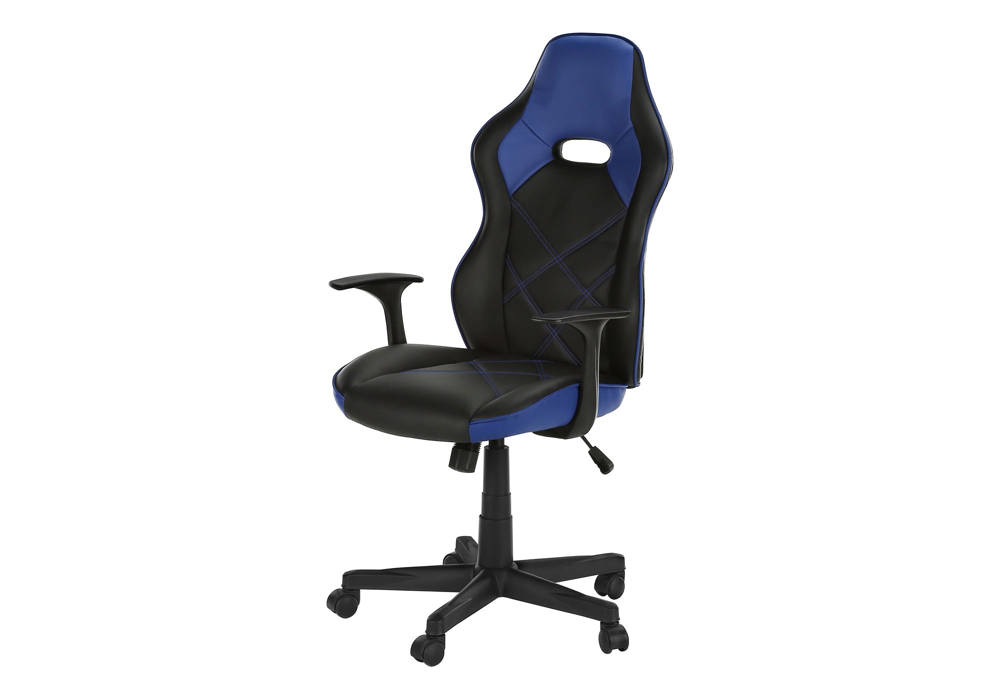 CHAISE DE BUREAU - GAMING / SIMILI-CUIR NOIR / BLEU # I 7328