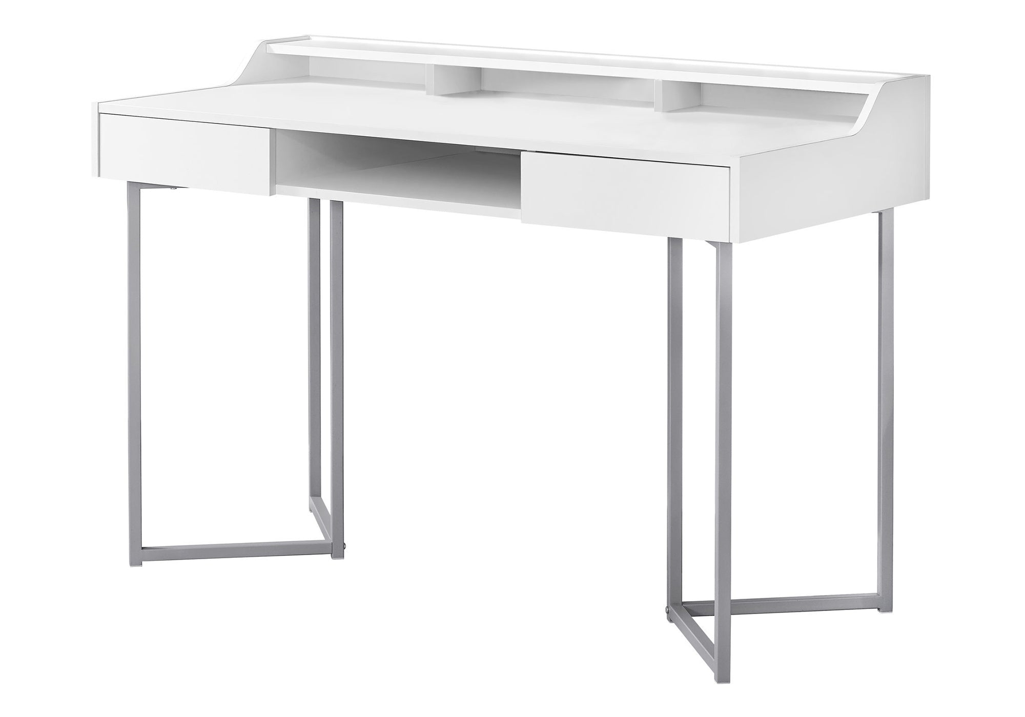 COMPUTER DESK - 48"L / WHITE / SILVER METAL # I 7361