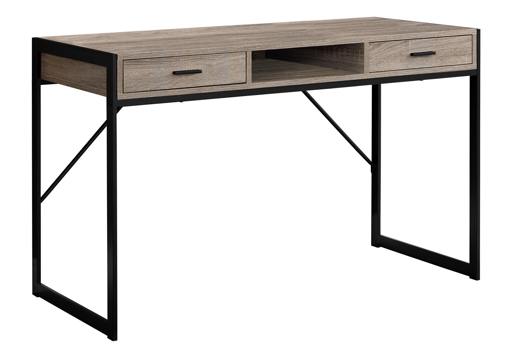 COMPUTER DESK - 48"L / DARK TAUPE / BLACK METAL # I 7365