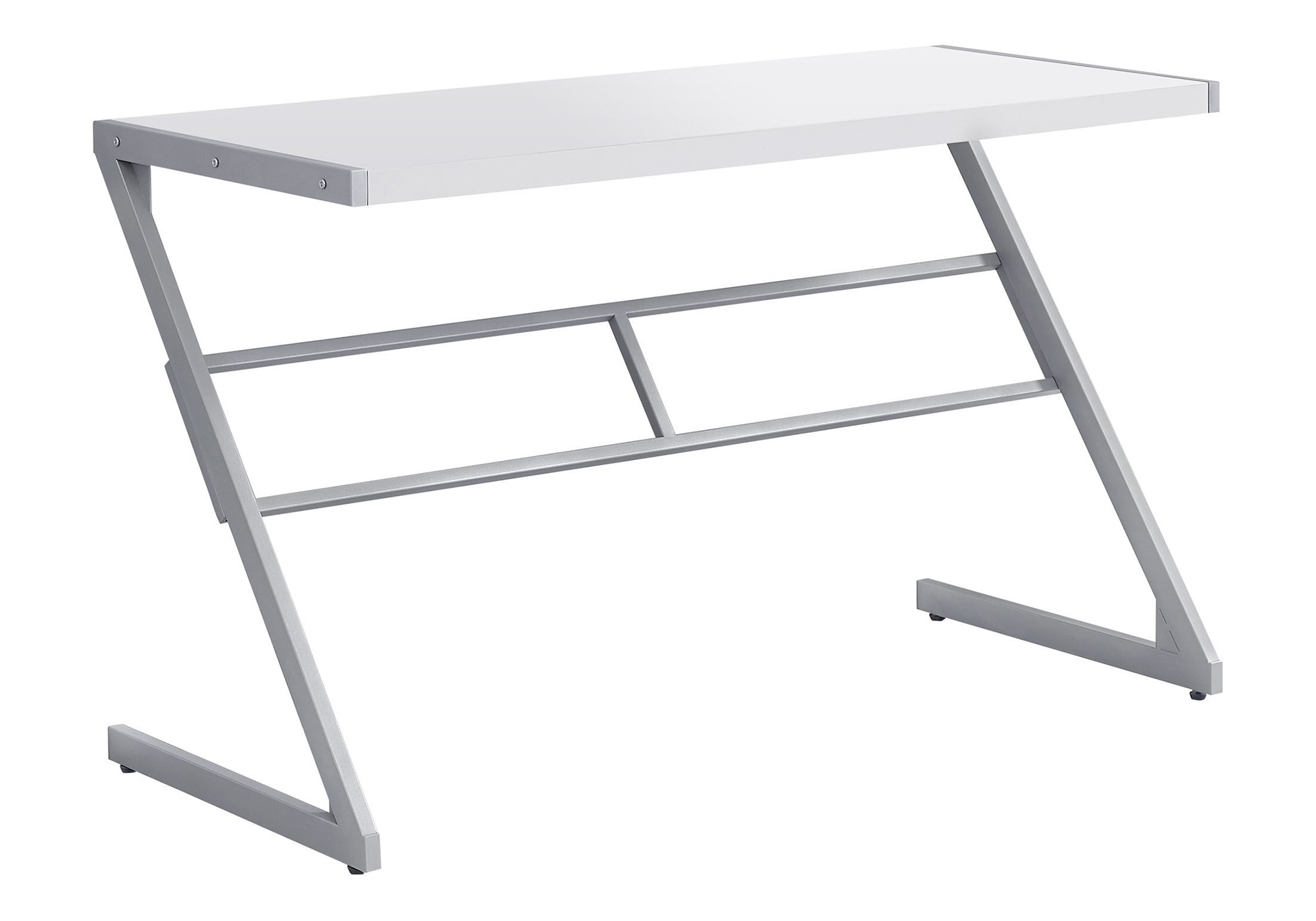 COMPUTER DESK - 48"L / WHITE / SILVER METAL # I 7372