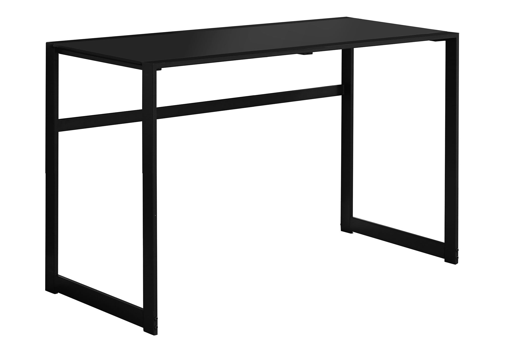 COMPUTER DESK - 48"L / BLACK METAL / BLACK TEMPERED GLASS # I 7379