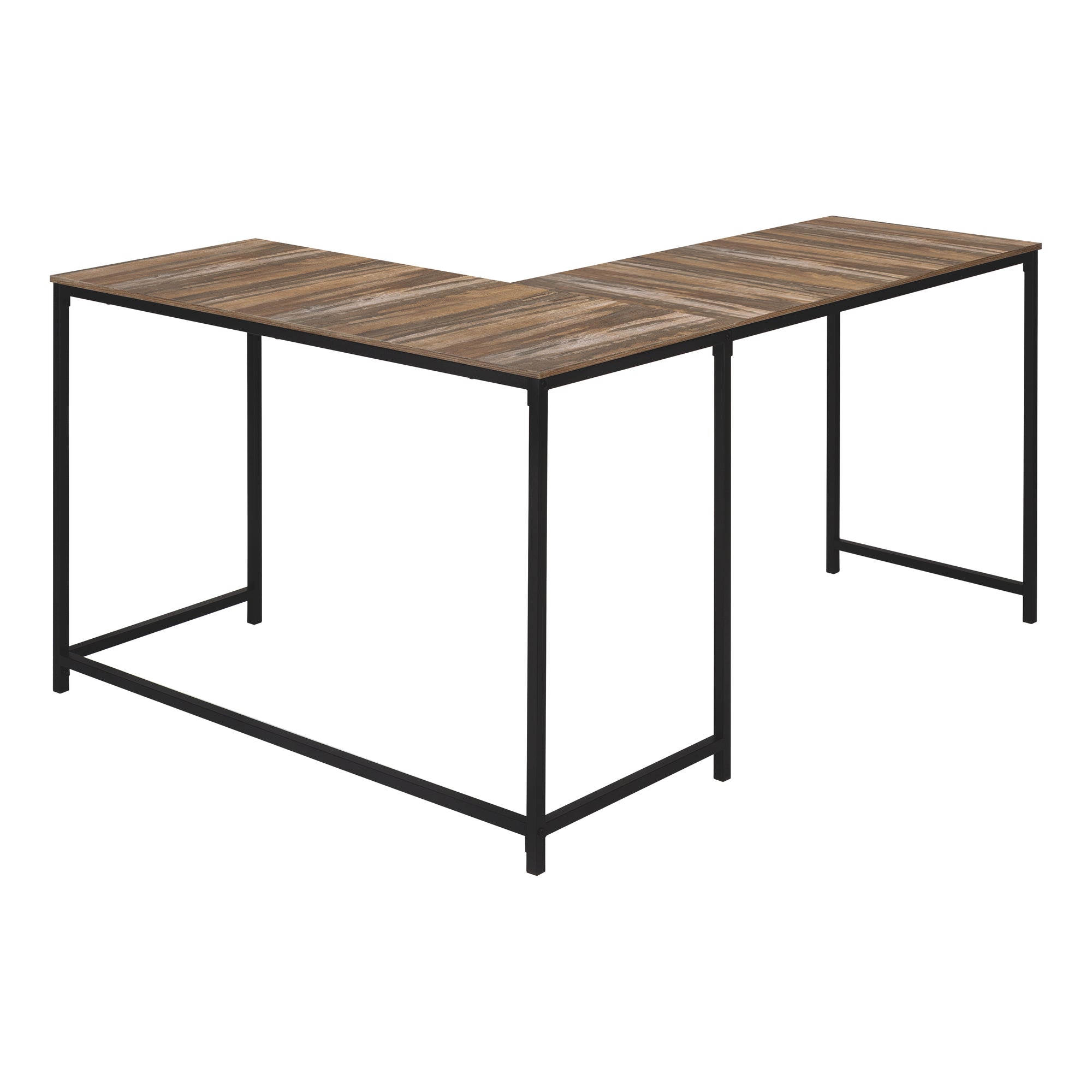 COMPUTER DESK - 58"L/ BROWN RECLAIMED/ BLACK METAL CORNER # I 7391