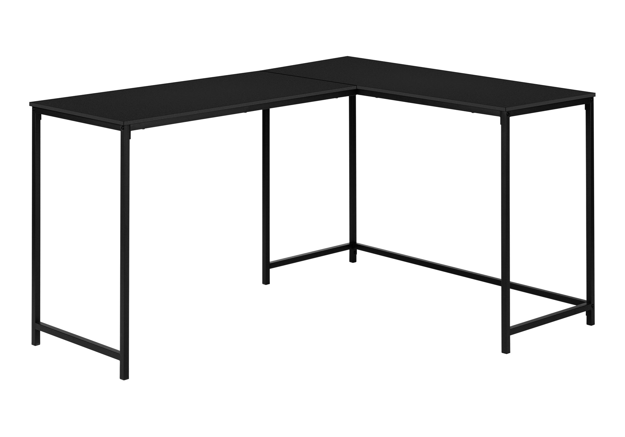 COMPUTER DESK - 58"L / BLACK TOP / BLACK METAL CORNER # I 7394