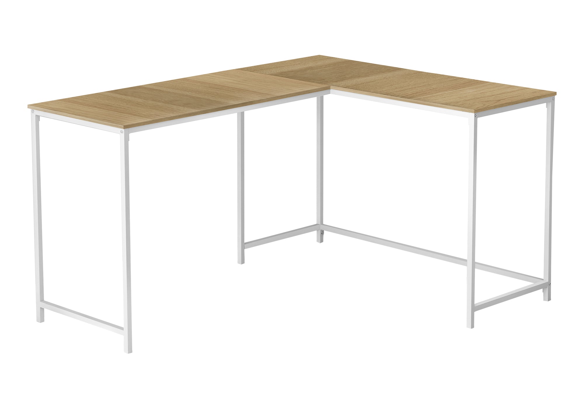 COMPUTER DESK - 58"L / NATURAL / WHITE METAL CORNER # I 7397