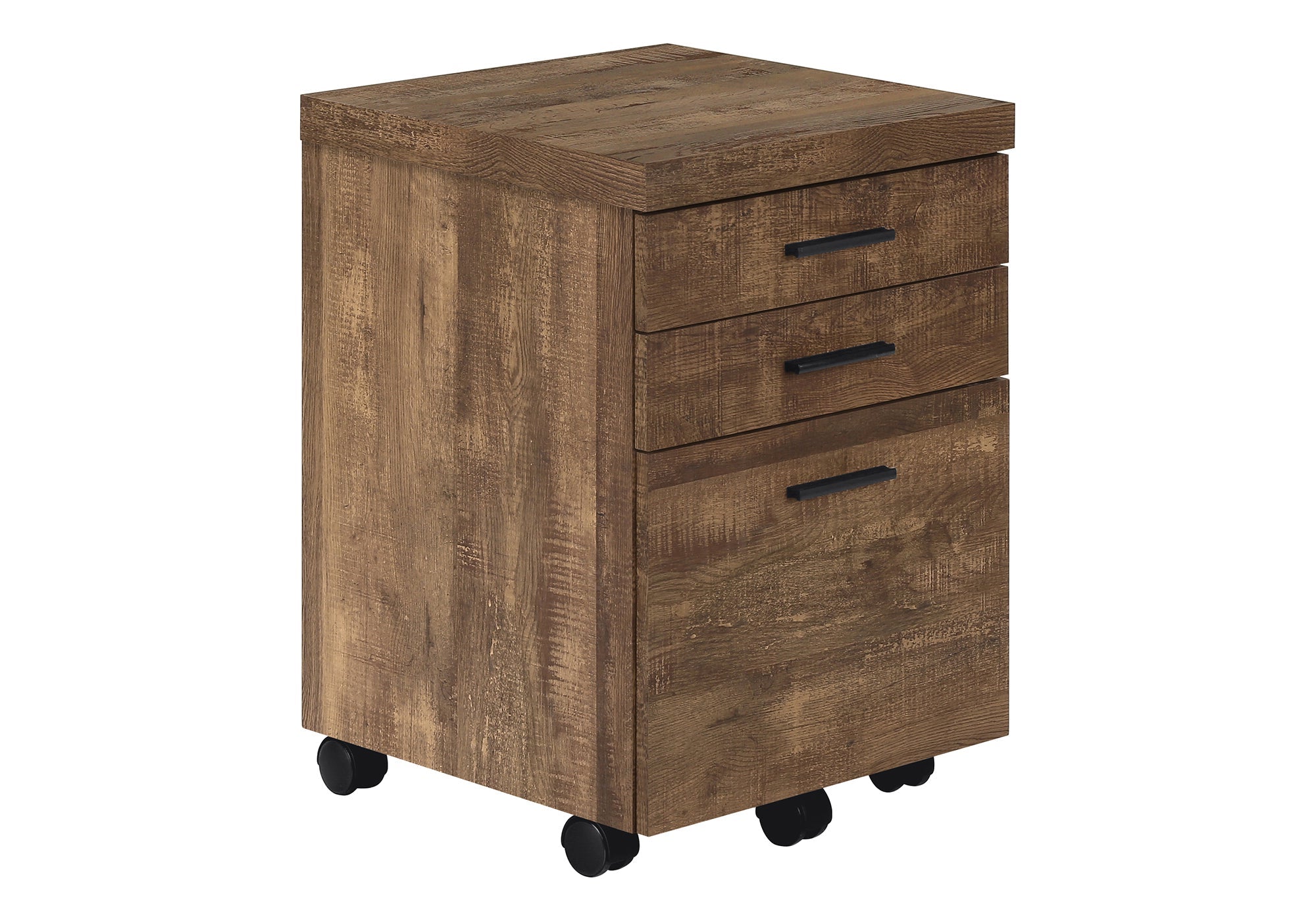 FILING CABINET - 3 DRAWER / BROWN RECLAIMED WOOD/ CASTORS # I 7400