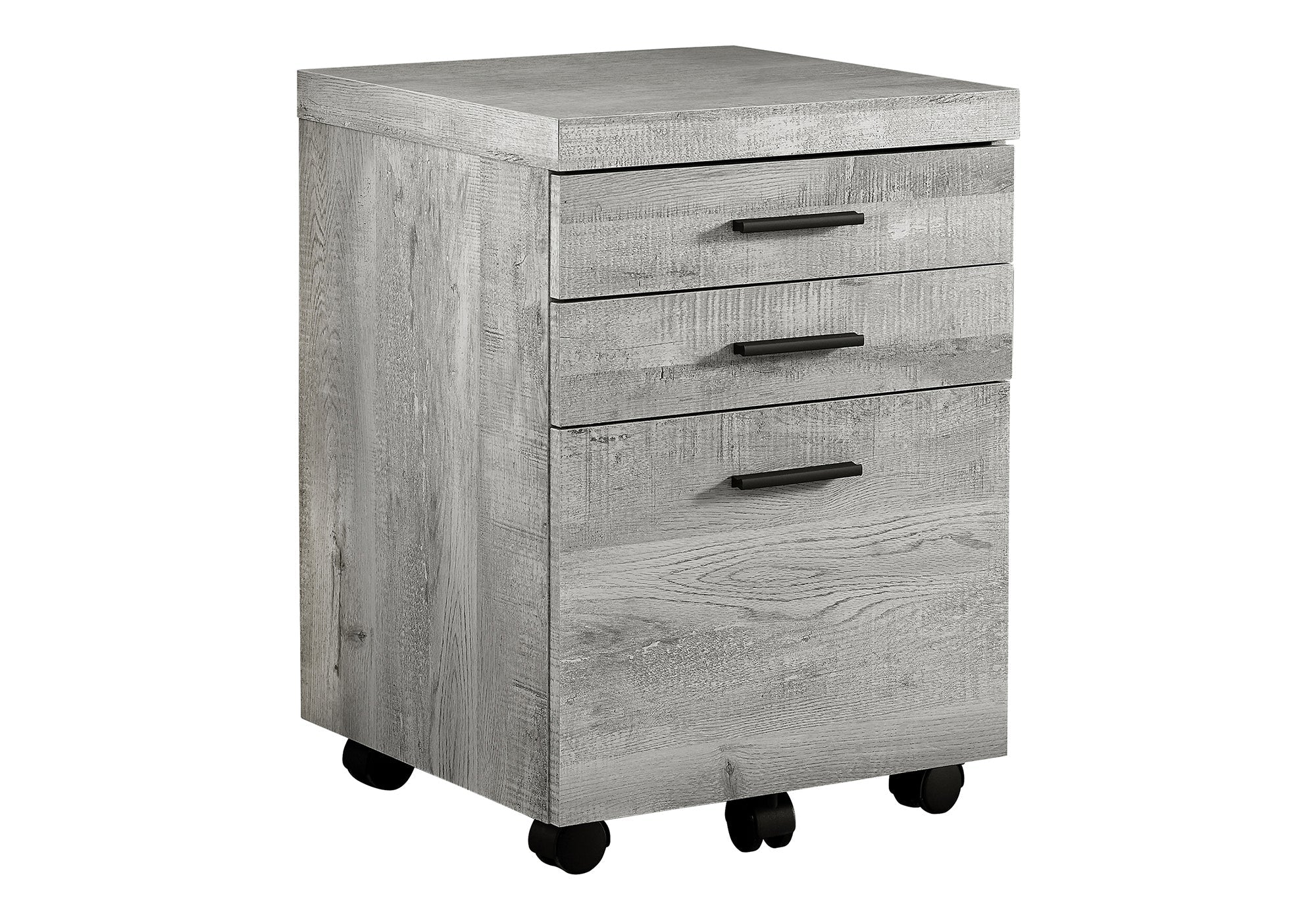 FILING CABINET - 3 DRAWER / GREY RECLAIMED WOOD / CASTORS # I 7401