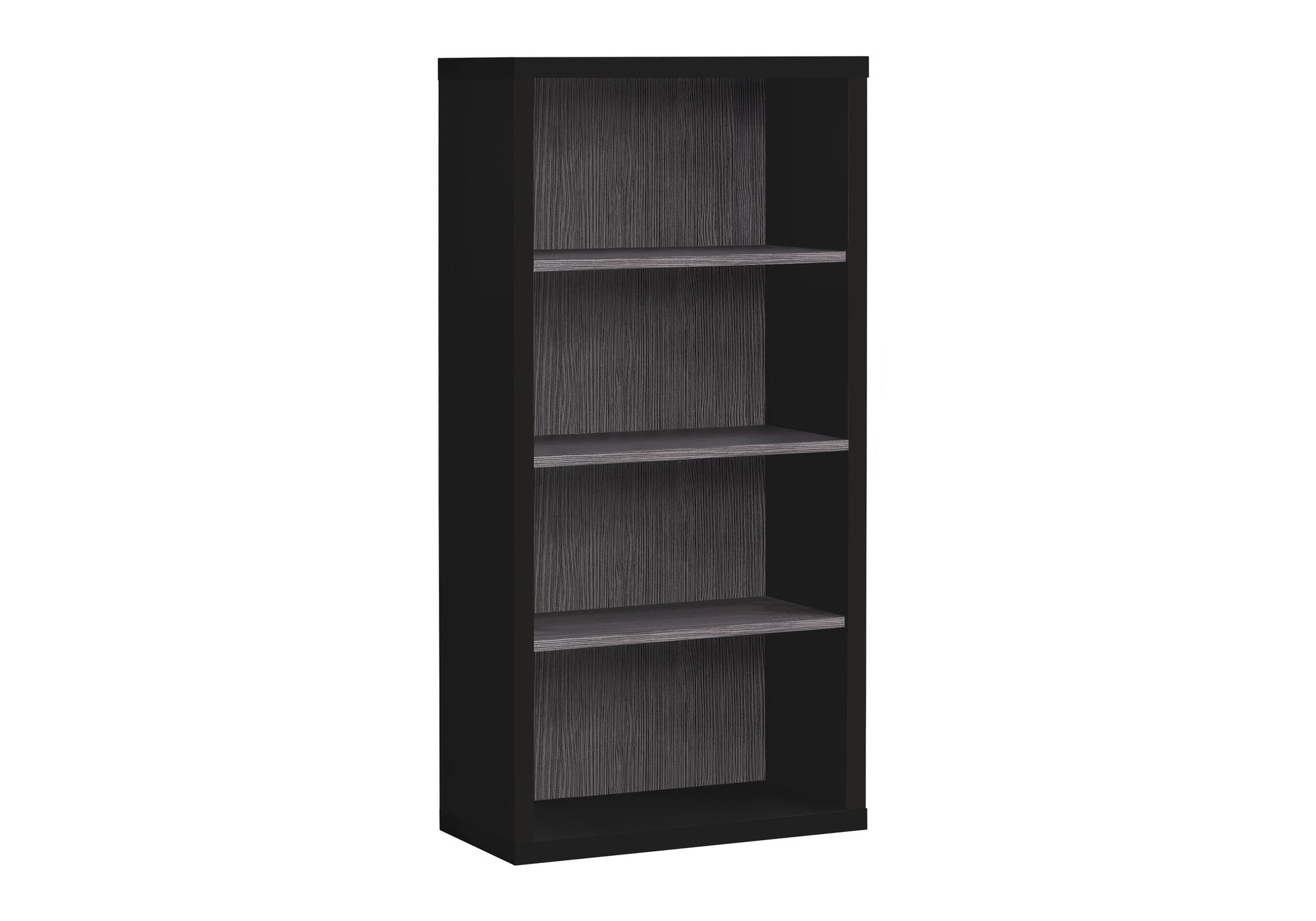 BOOKCASE - 48"H / BLACK / GREY WITH ADJUSTABLE SHELVES # I 7407