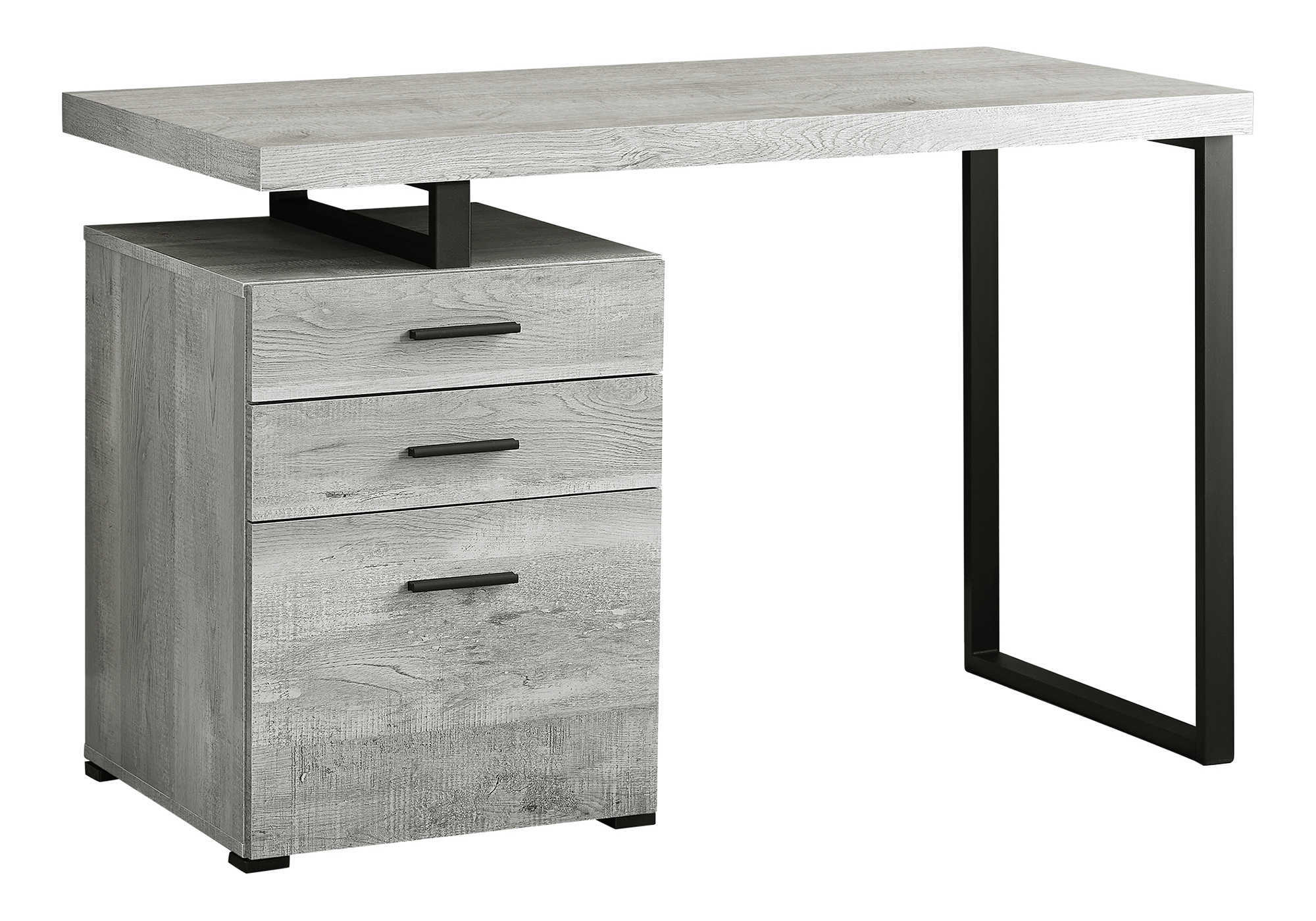 COMPUTER DESK - 48"L / GREY RECLAIMED WOOD / BLACK METAL # I 7409