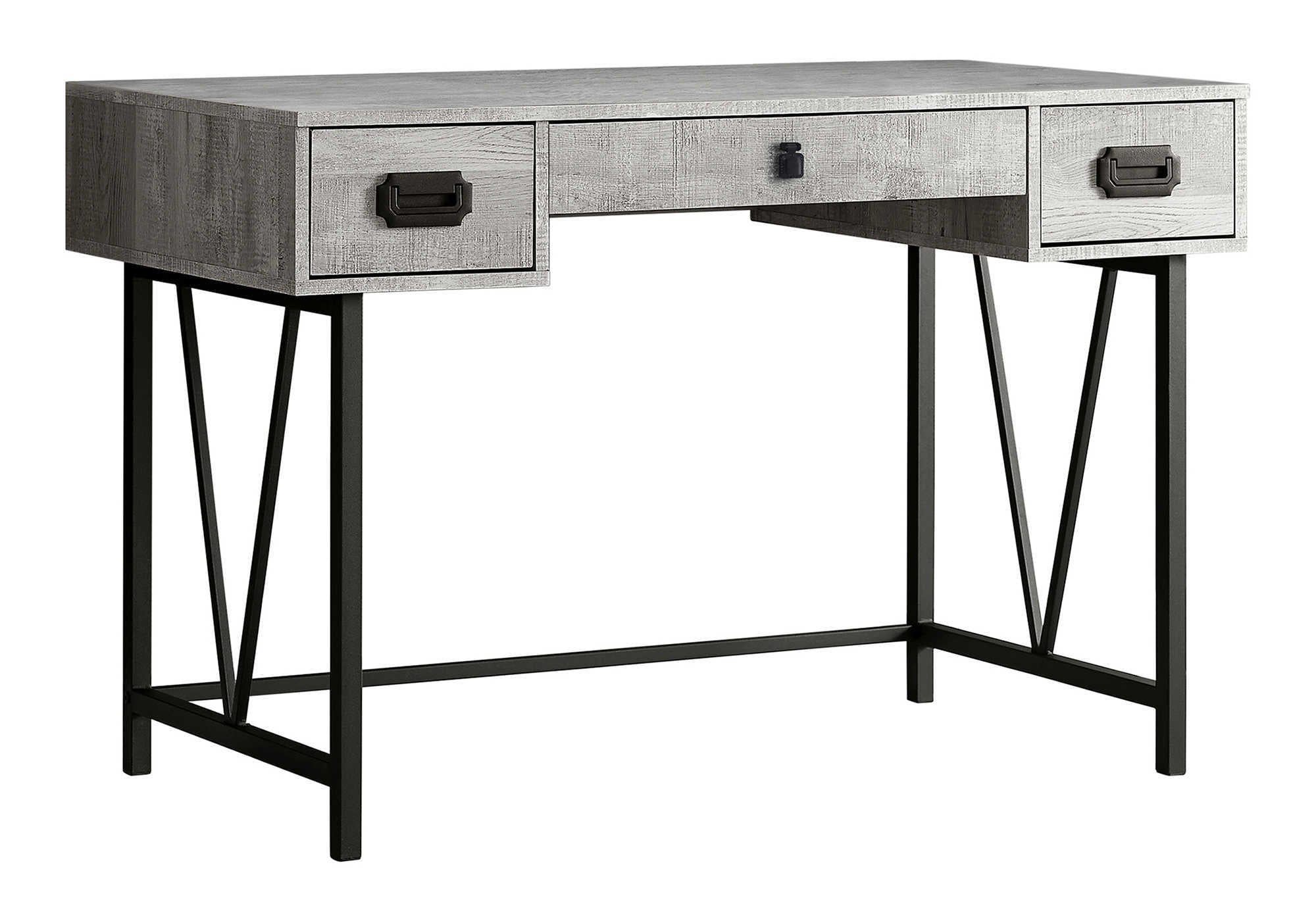 COMPUTER DESK - 48"L / GREY RECLAIMED WOOD / BLACK METAL # I 7413