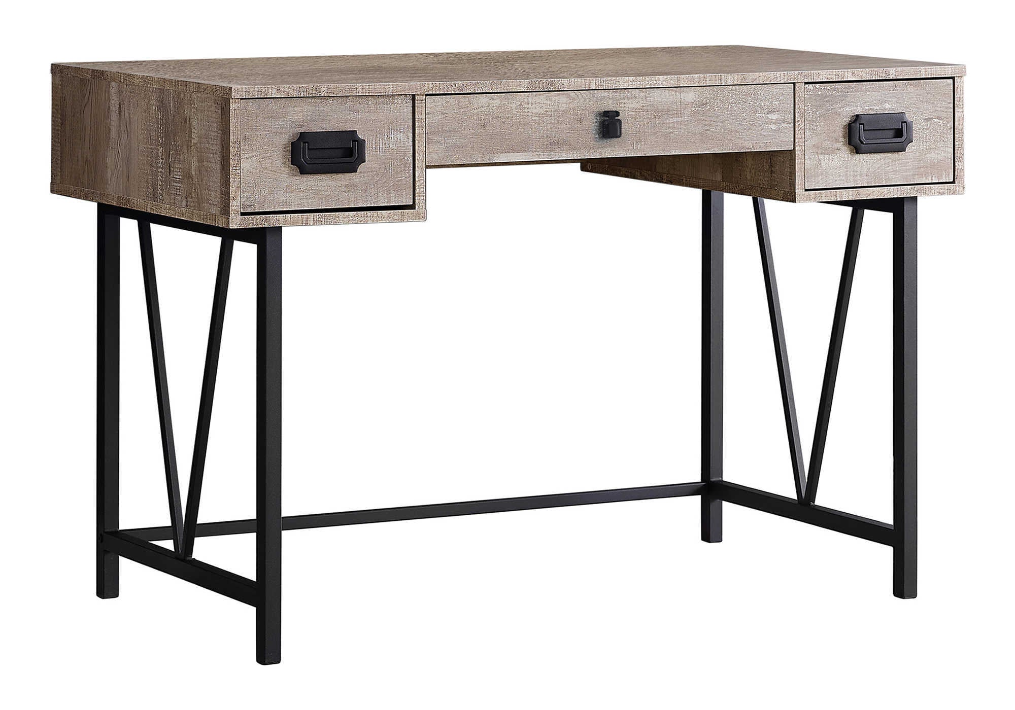 COMPUTER DESK - 48"L / TAUPE RECLAIMED WOOD / BLACK METAL # I 7414