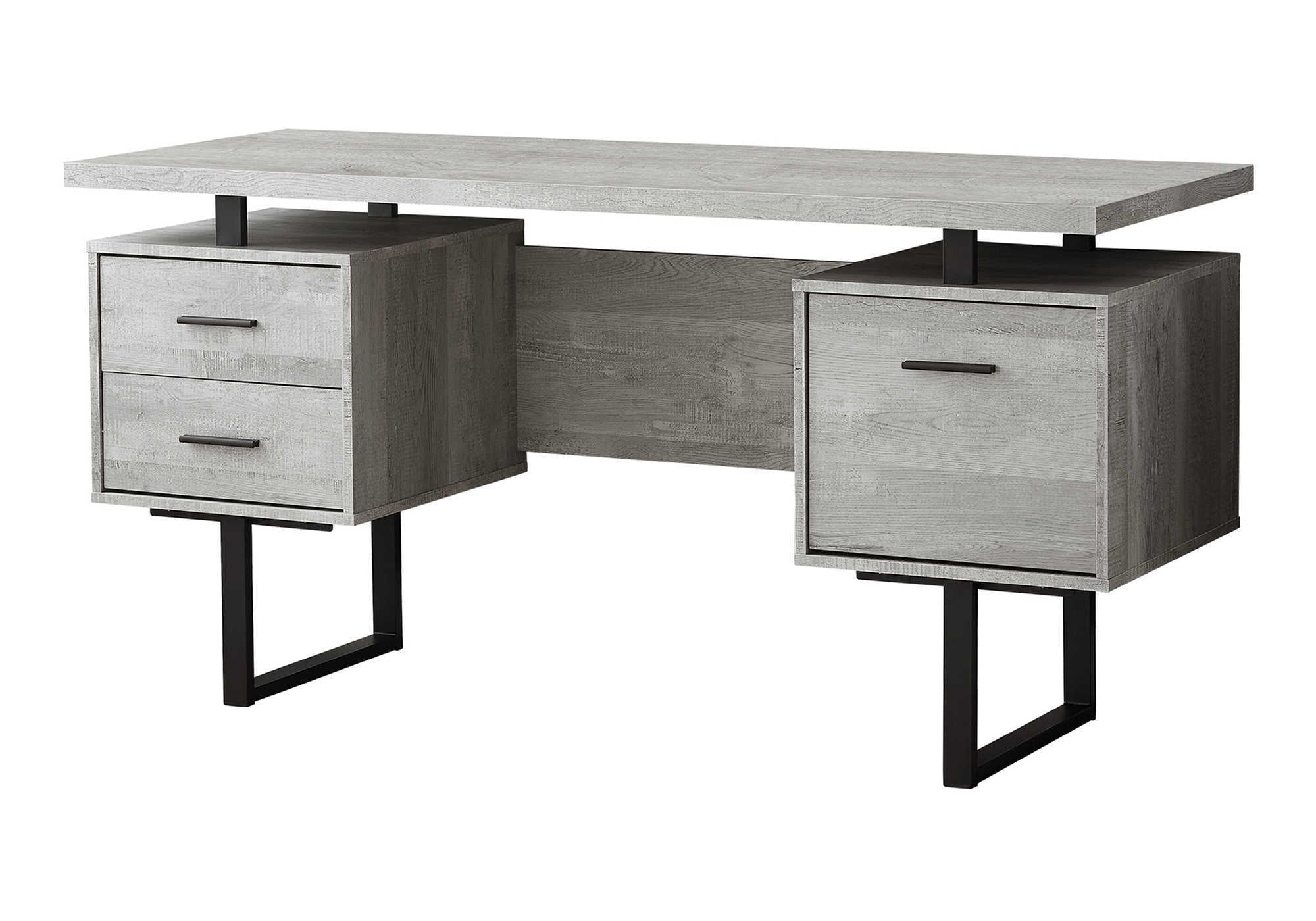 COMPUTER DESK - 60"L / GREY RECLAIMED WOOD / BLACK METAL # I 7417