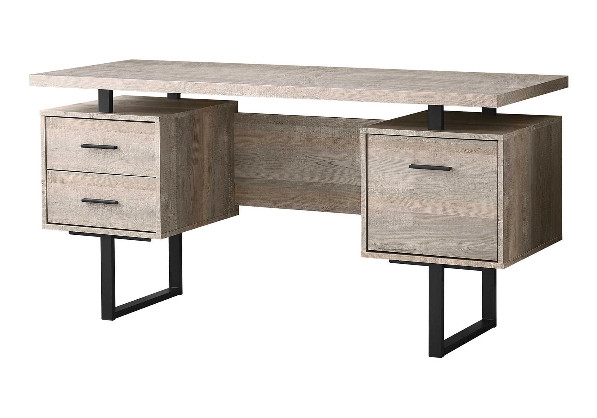 COMPUTER DESK - 60"L / TAUPE RECLAIMED WOOD / BLACK METAL # I 7418
