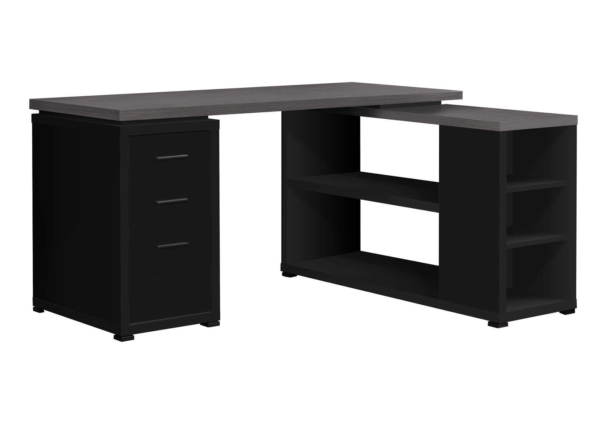 COMPUTER DESK - BLACK / GREY TOP LEFT/RIGHT FACING CORNER # I 7419