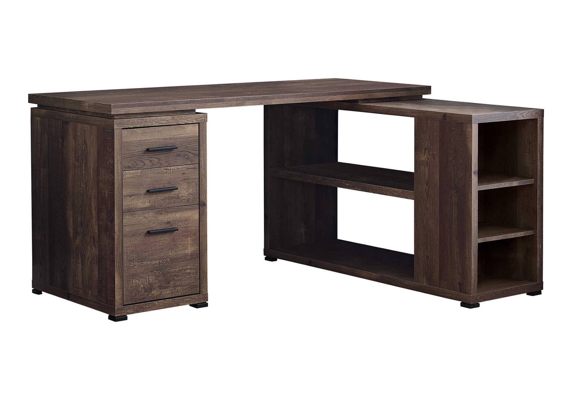 COMPUTER DESK - BROWN RECLAIMED WOOD L/R FACING CORNER # I 7420