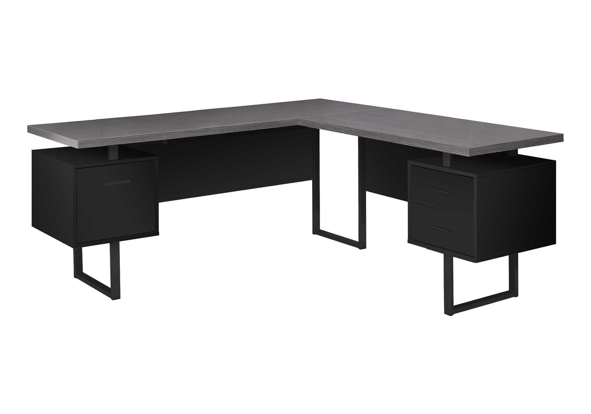 COMPUTER DESK - 70"L / BLACK / GREY TOP LEFT/RIGHT FACING # I 7432