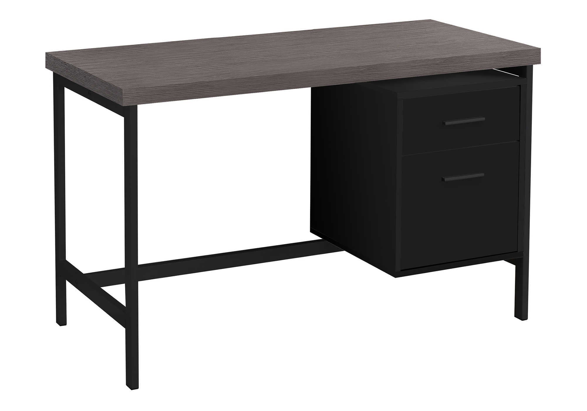 COMPUTER DESK - 48"L / BLACK / GREY TOP / BLACK METAL # I 7437