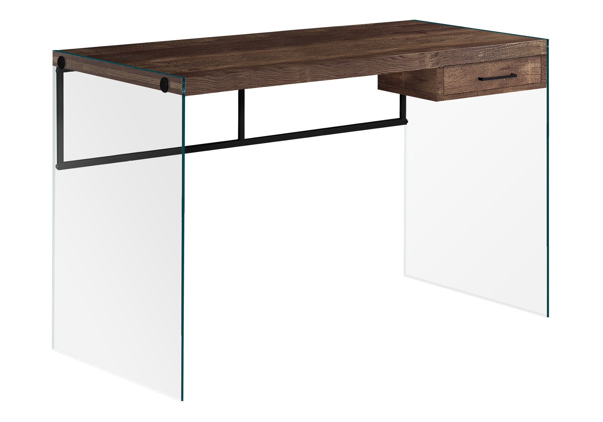 COMPUTER DESK - 48"L / BROWN RECLAIMED WOOD/ GLASS PANELS # I 7444