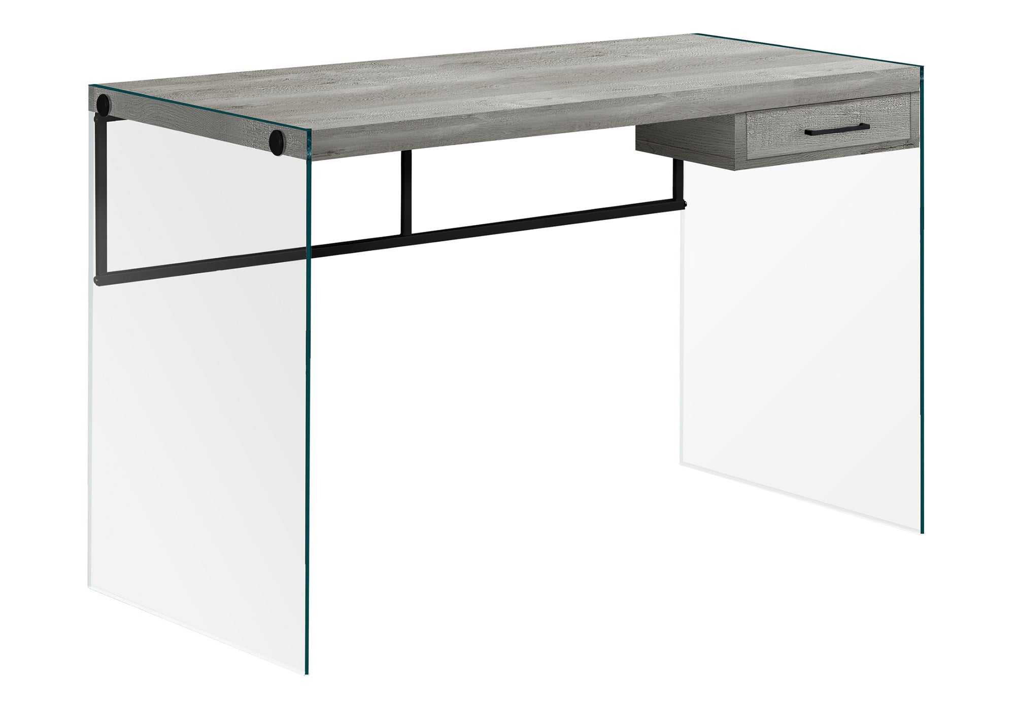 COMPUTER DESK - 48"L / GREY RECLAIMED WOOD / GLASS PANELS # I 7445