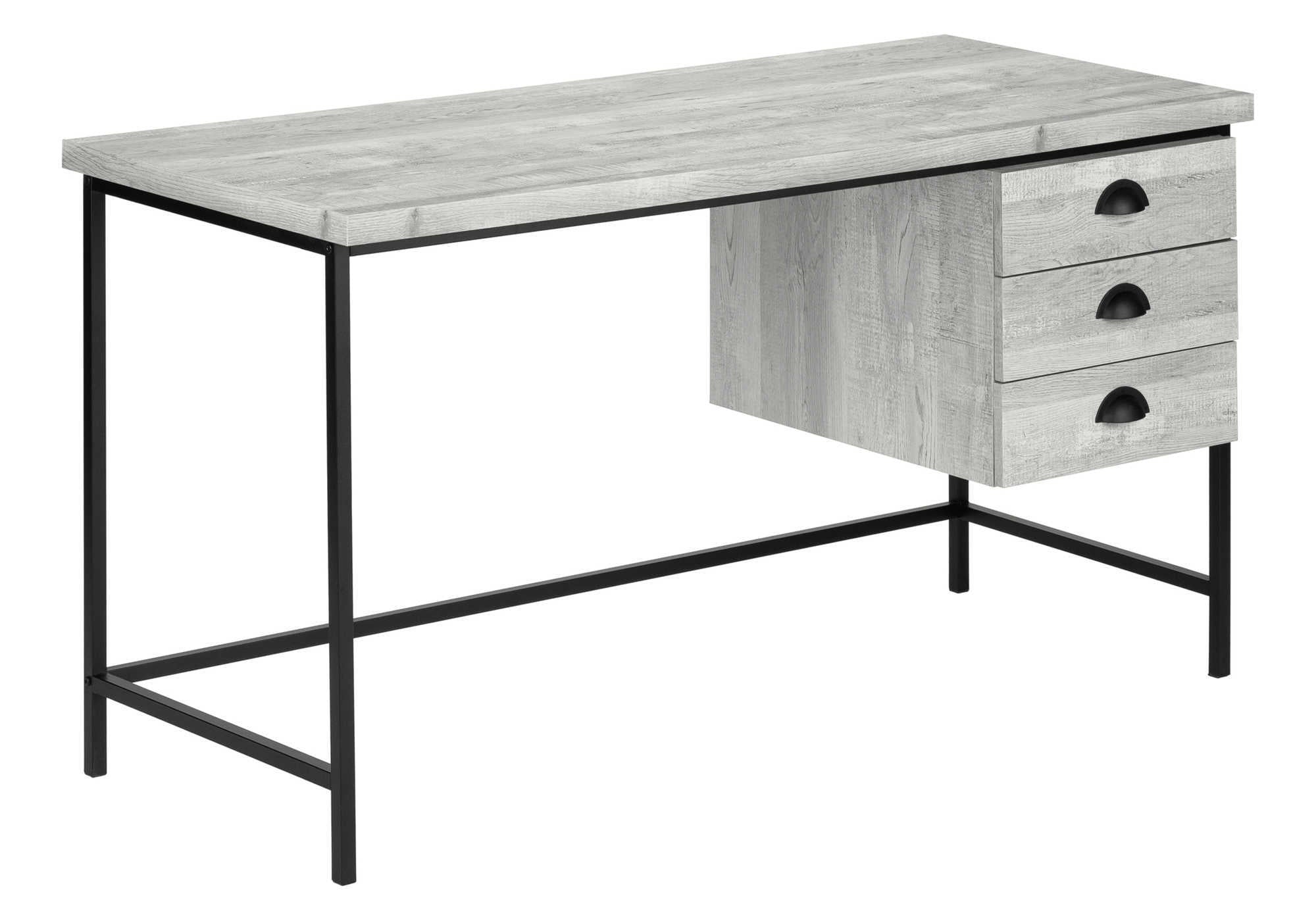 COMPUTER DESK - 55"L / GREY RECLAIMED WOOD / BLACK METAL # I 7486