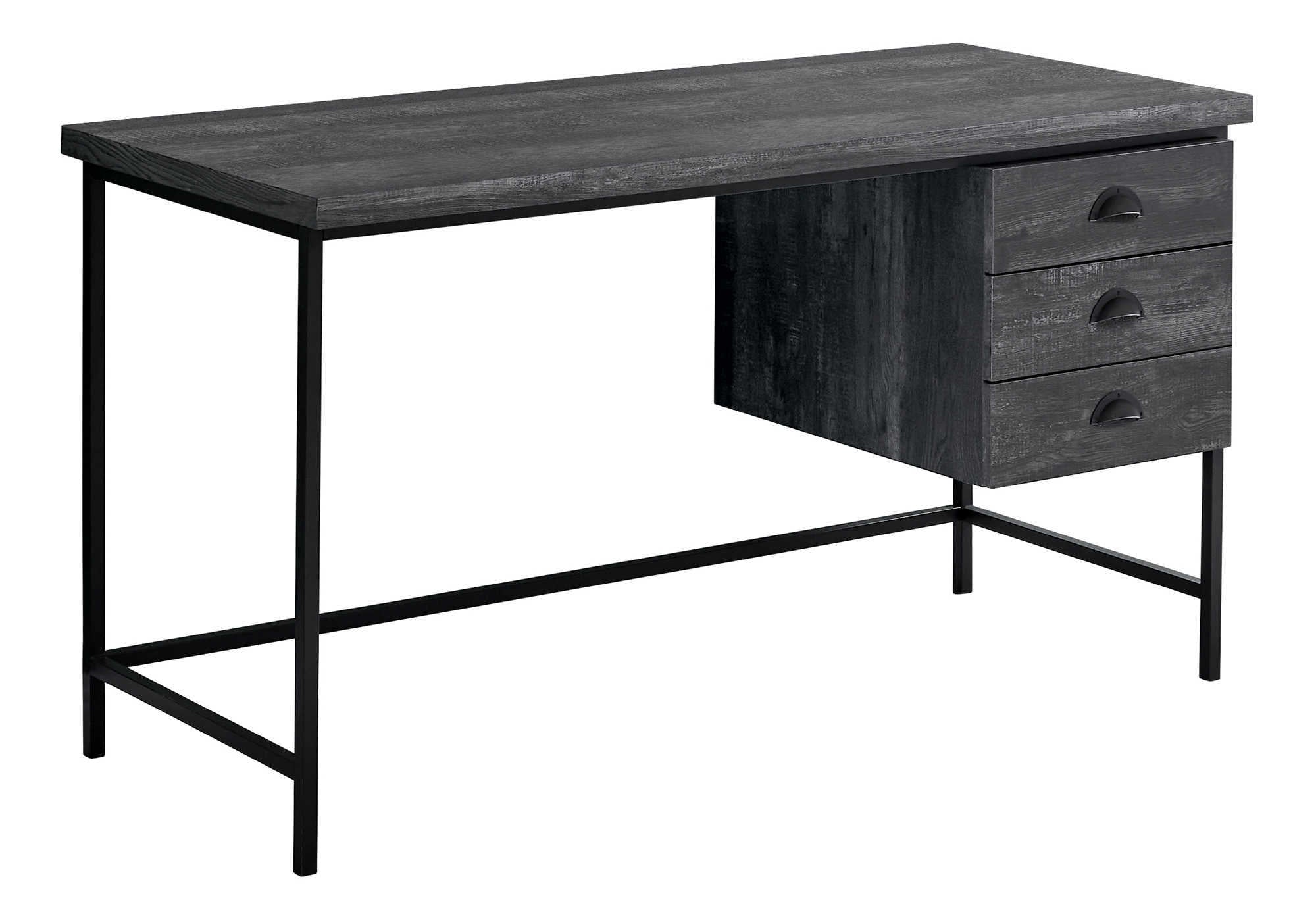 COMPUTER DESK - 55"L / BLACK RECLAIMED WOOD / BLACK METAL # I 7488