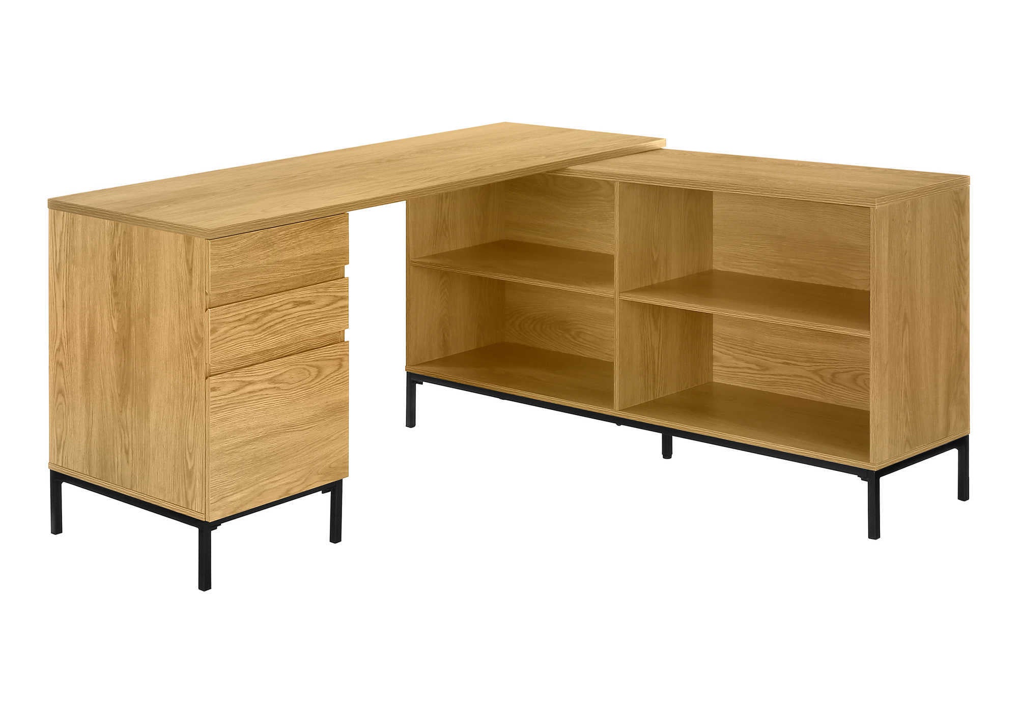 COMPUTER DESK - 60"L / LIGHT OAK L-SHAPED CORNER # I 7491