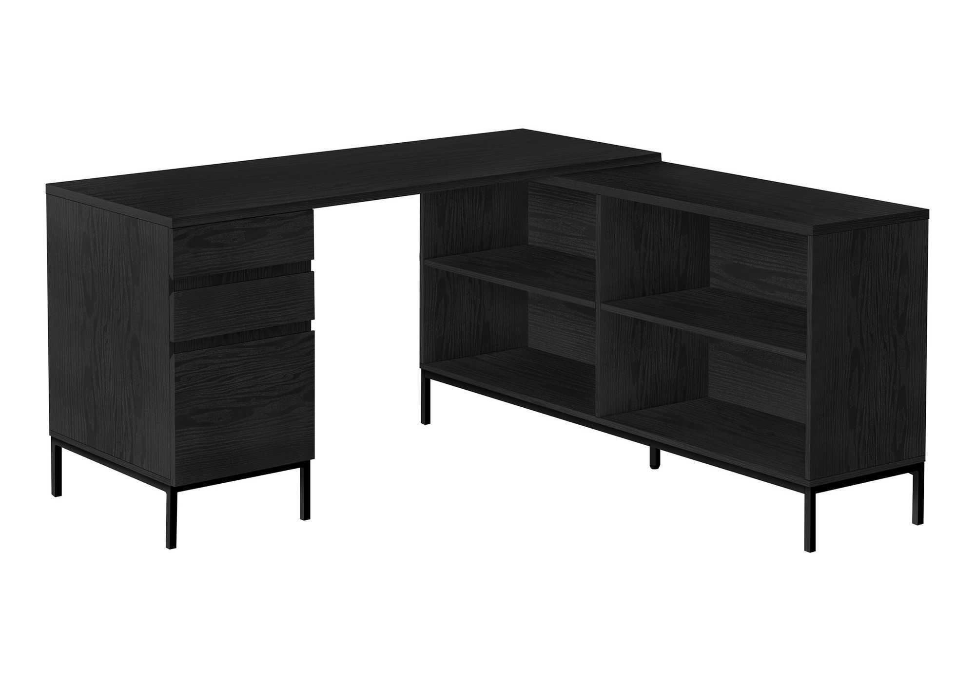 COMPUTER DESK - 60"L / BLACK OAK L-SHAPED CORNER # I 7493
