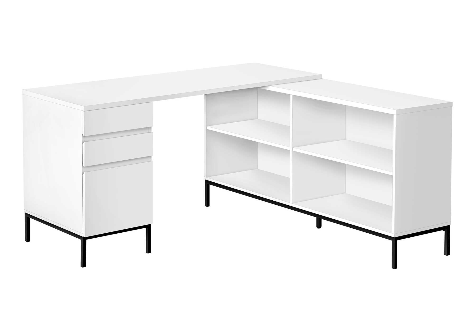 COMPUTER DESK - 60"L / WHITE L-SHAPED CORNER # I 7494