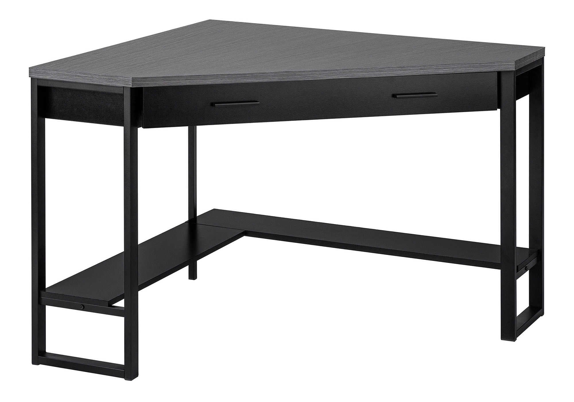 COMPUTER DESK - 42"L / BLACK / GREY TOP CORNER / BLACK # I 7503