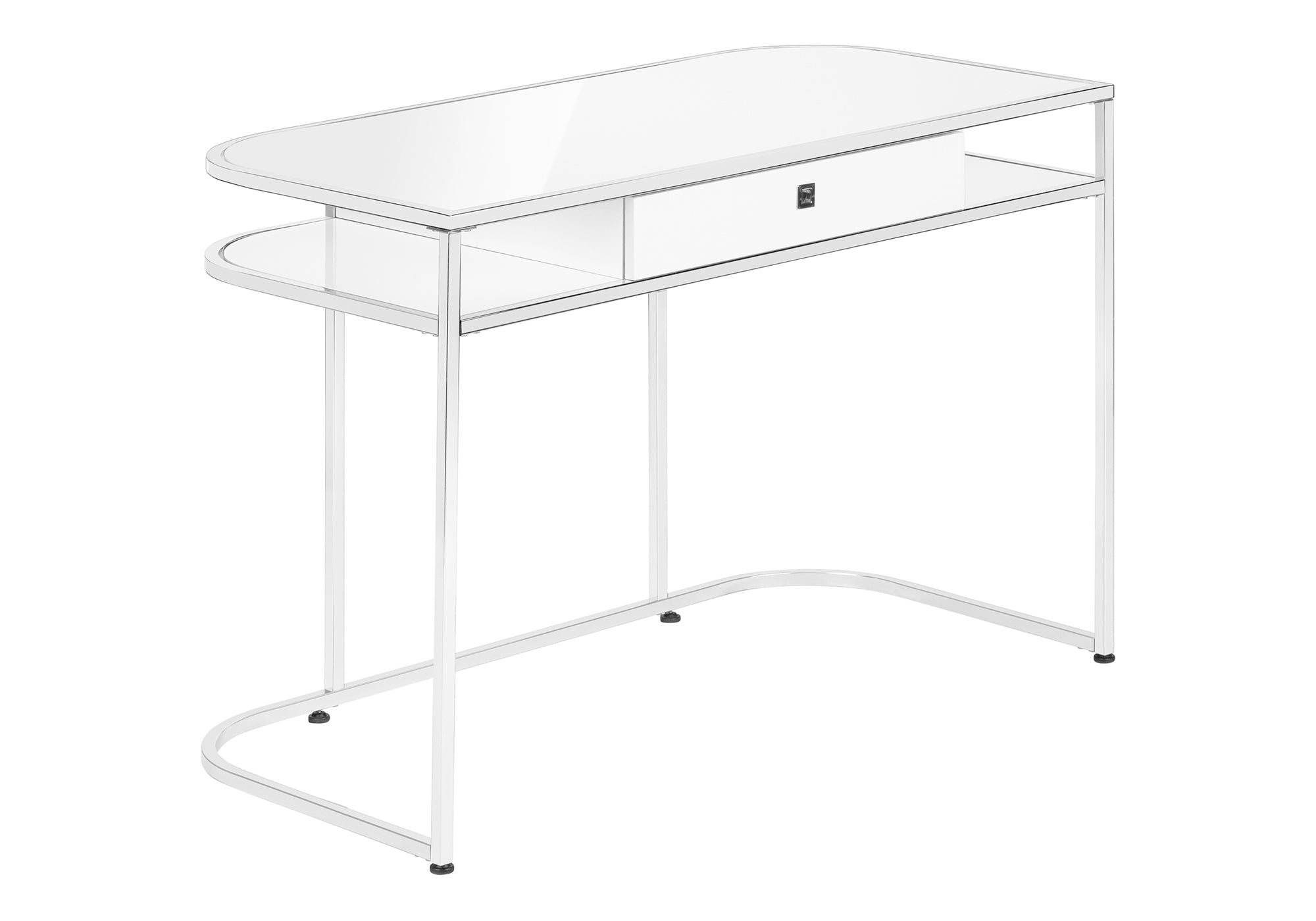 COMPUTER DESK - 48"L / GLOSSY WHITE / CHROME METAL # I 7520