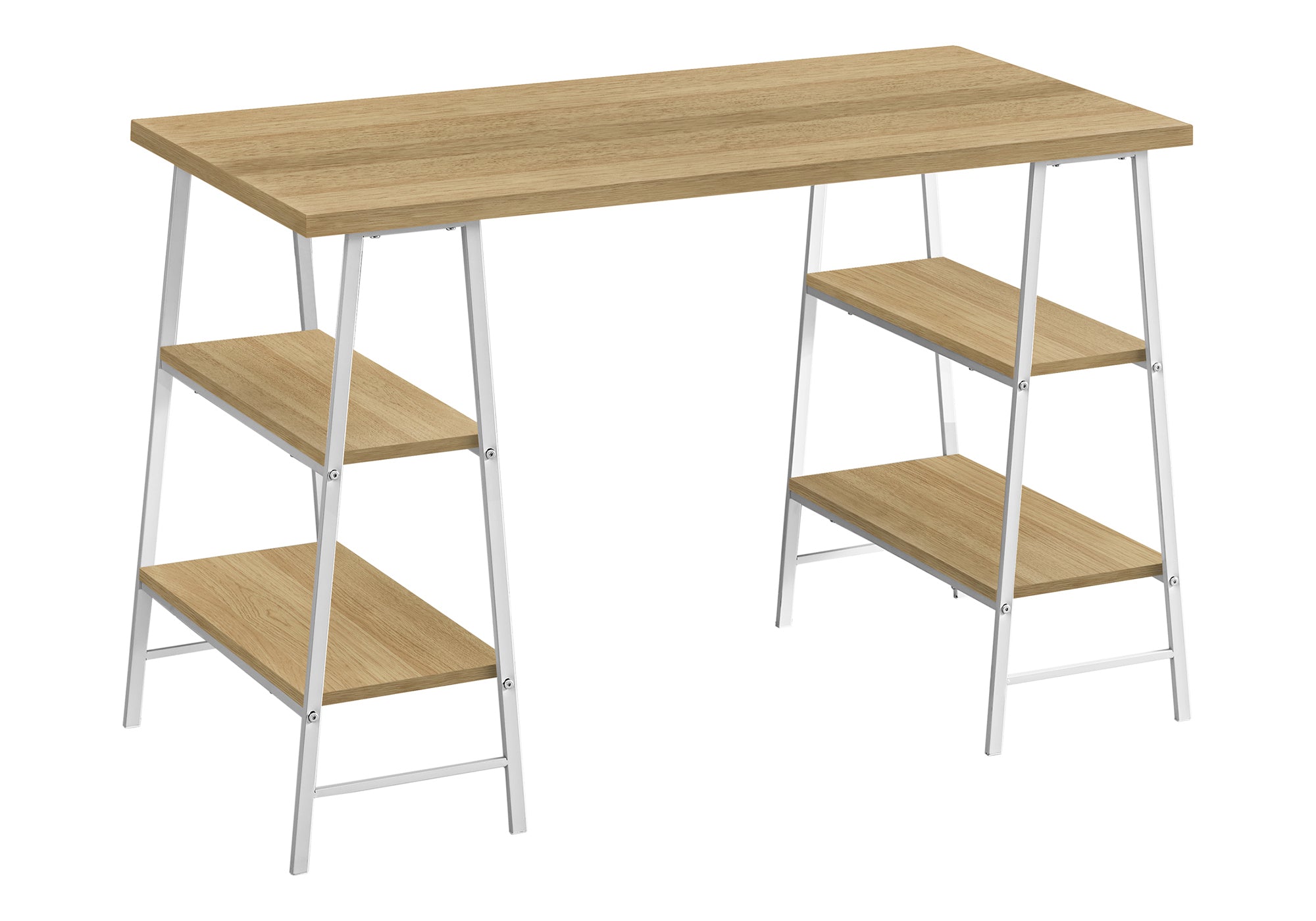 COMPUTER DESK - 48"L / NATURAL / WHITE METAL # I 7529