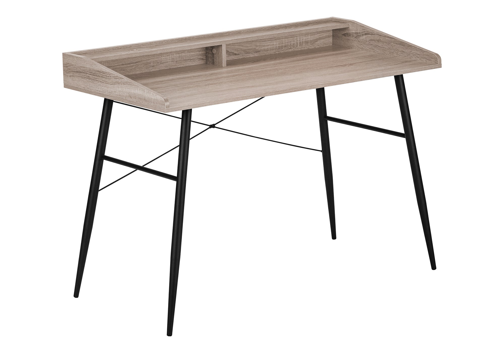 COMPUTER DESK - 48"L / DARK TAUPE / BLACK METAL # I 7536