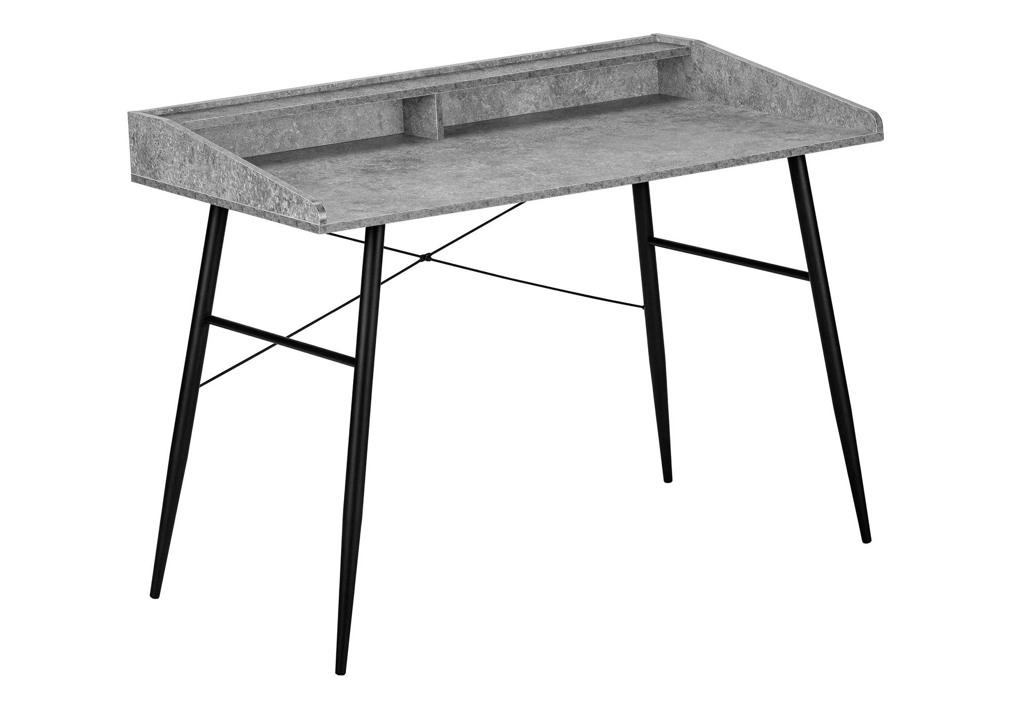 COMPUTER DESK - 48"L / GREY STONE-LOOK / BLACK METAL # I 7540