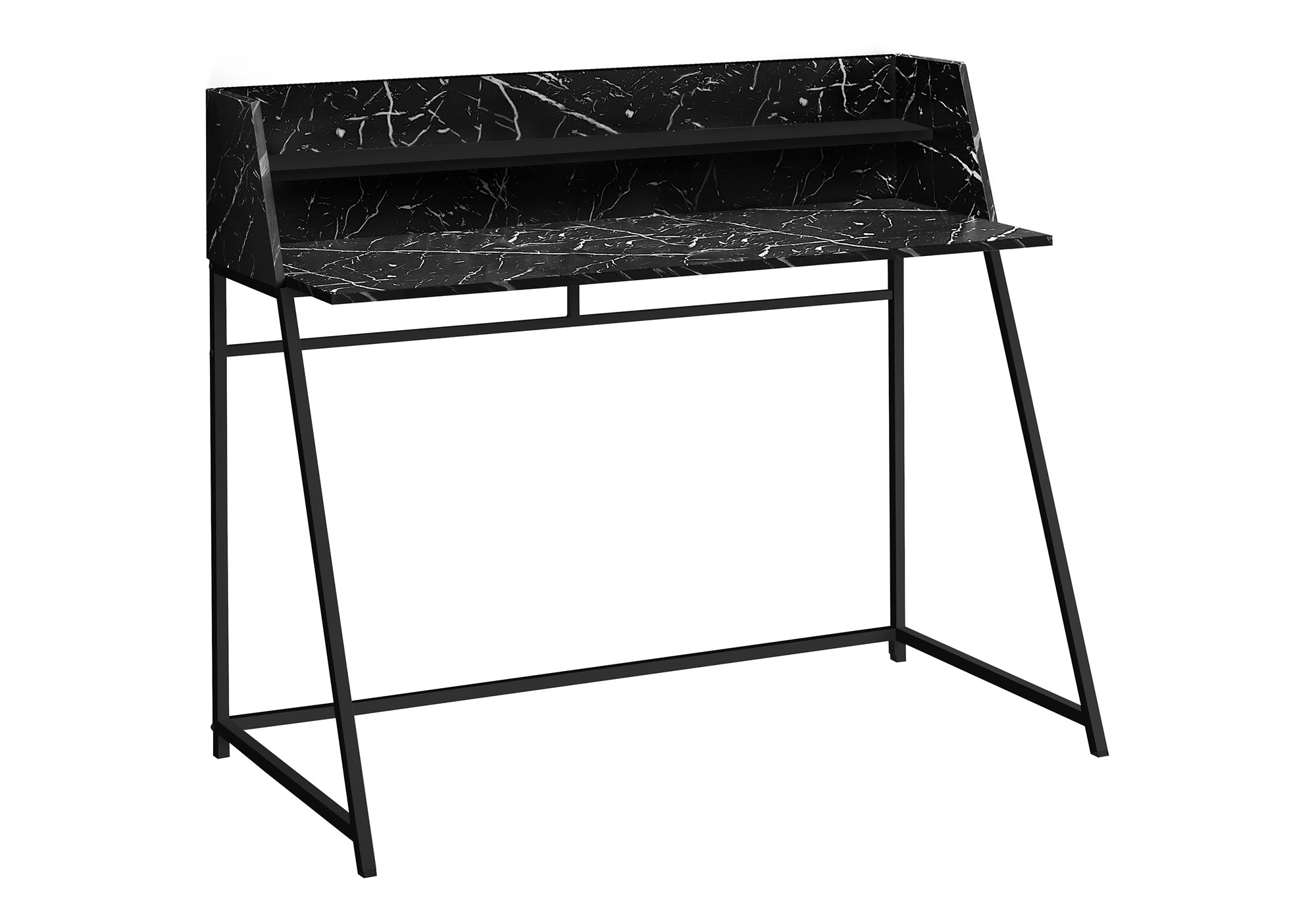 COMPUTER DESK - 48"L / BLACK MARBLE-LOOK / BLACK METAL # I 7544