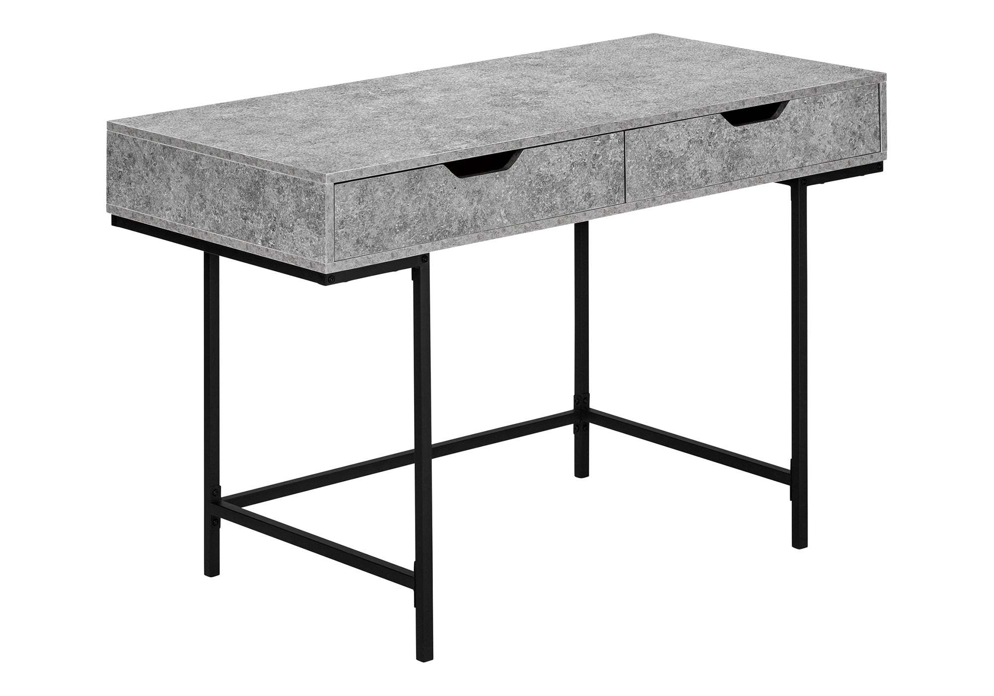 COMPUTER DESK - 48"L / GREY STONE-LOOK / BLACK METAL # I 7559