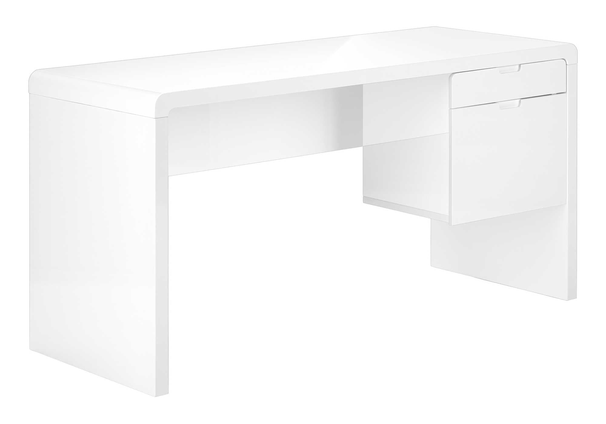 COMPUTER DESK - 60"L / HIGH GLOSSY WHITE L/R FACE DRAWER # I 7581